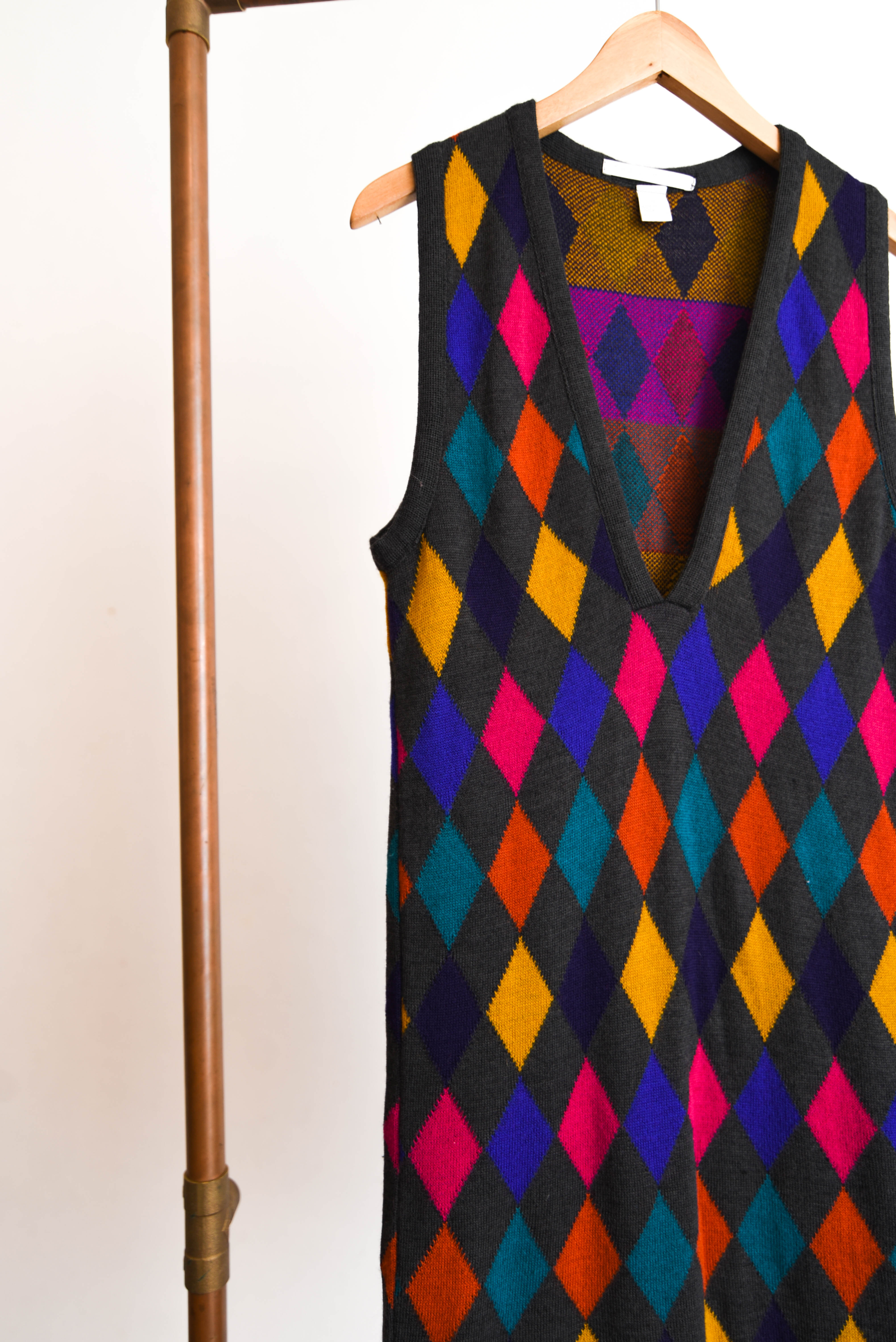 Vestido tejido rombos lana multicolor