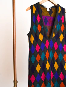 Vestido tejido rombos lana multicolor