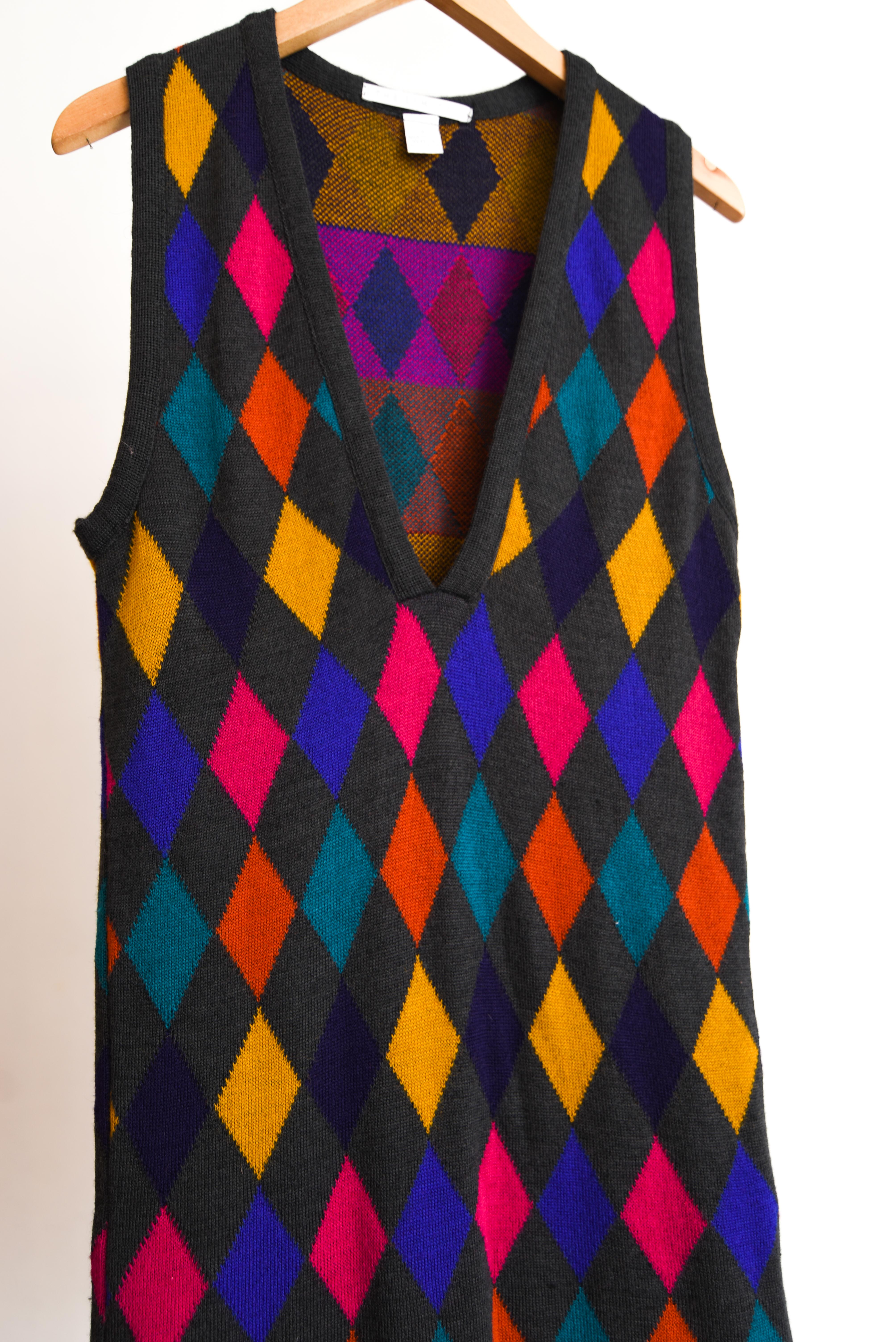 Vestido tejido rombos lana multicolor