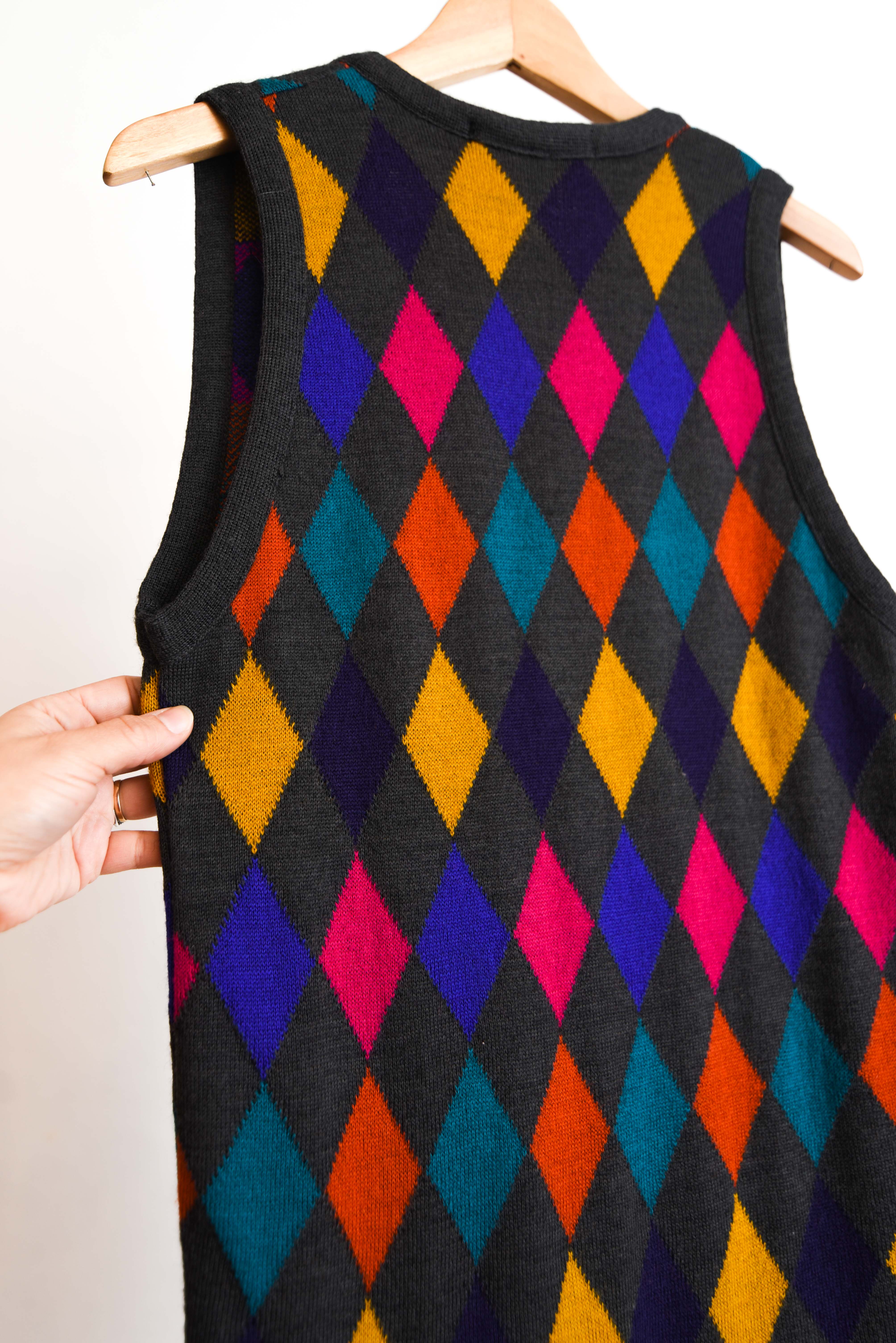 Vestido tejido rombos lana multicolor