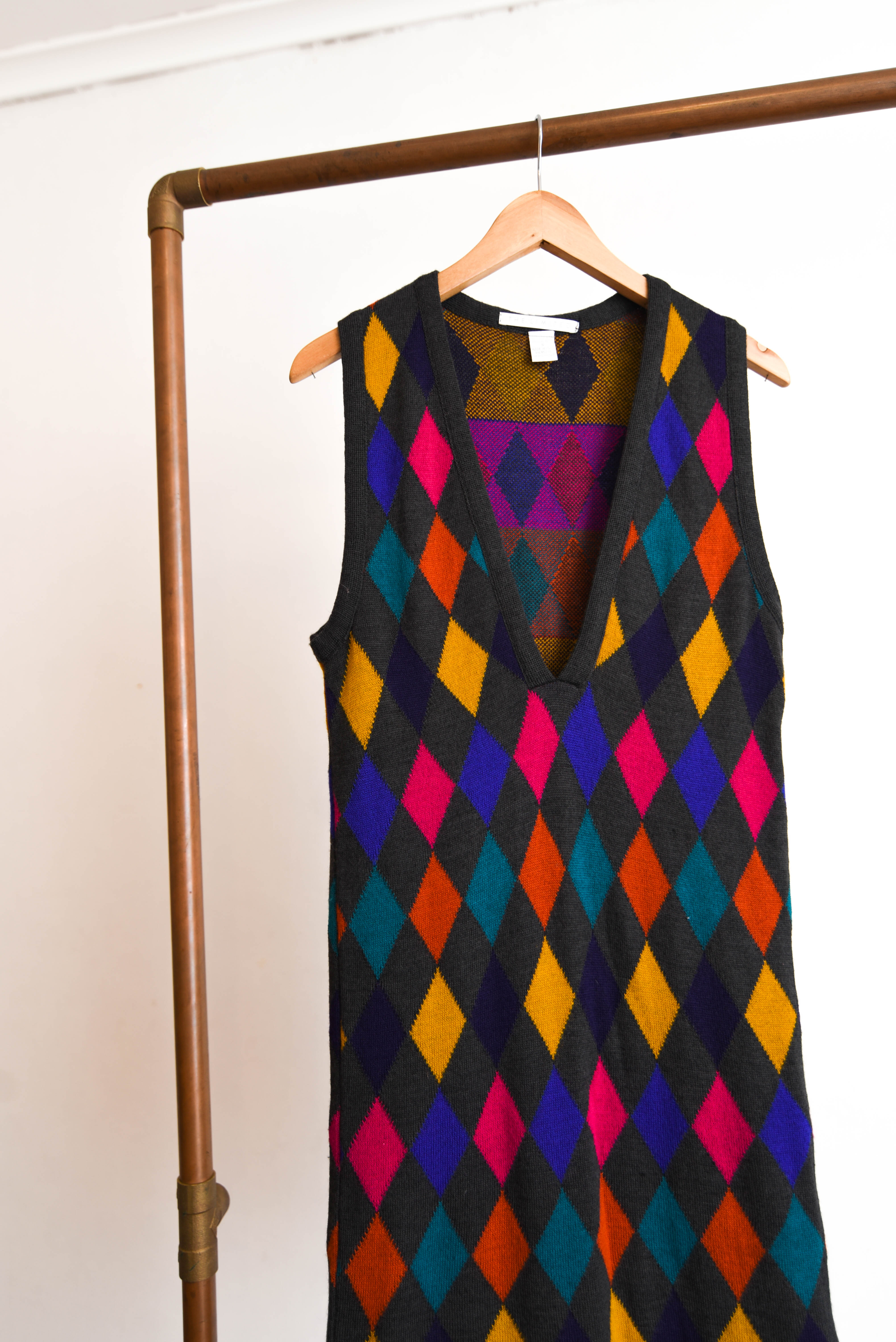 Vestido tejido rombos lana multicolor