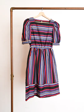 Vestido rayado 80s multicolor