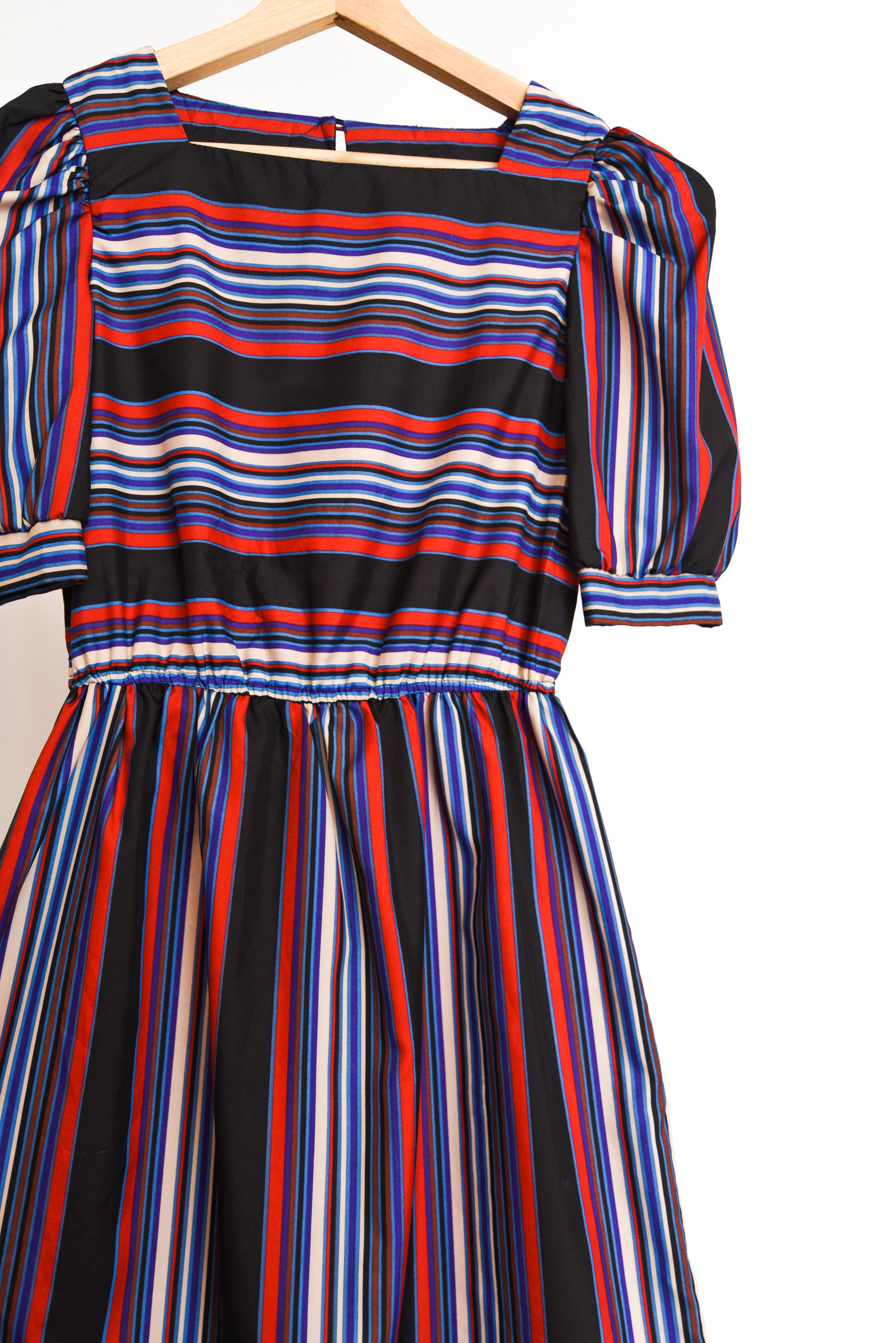 Vestido rayado 80s multicolor
