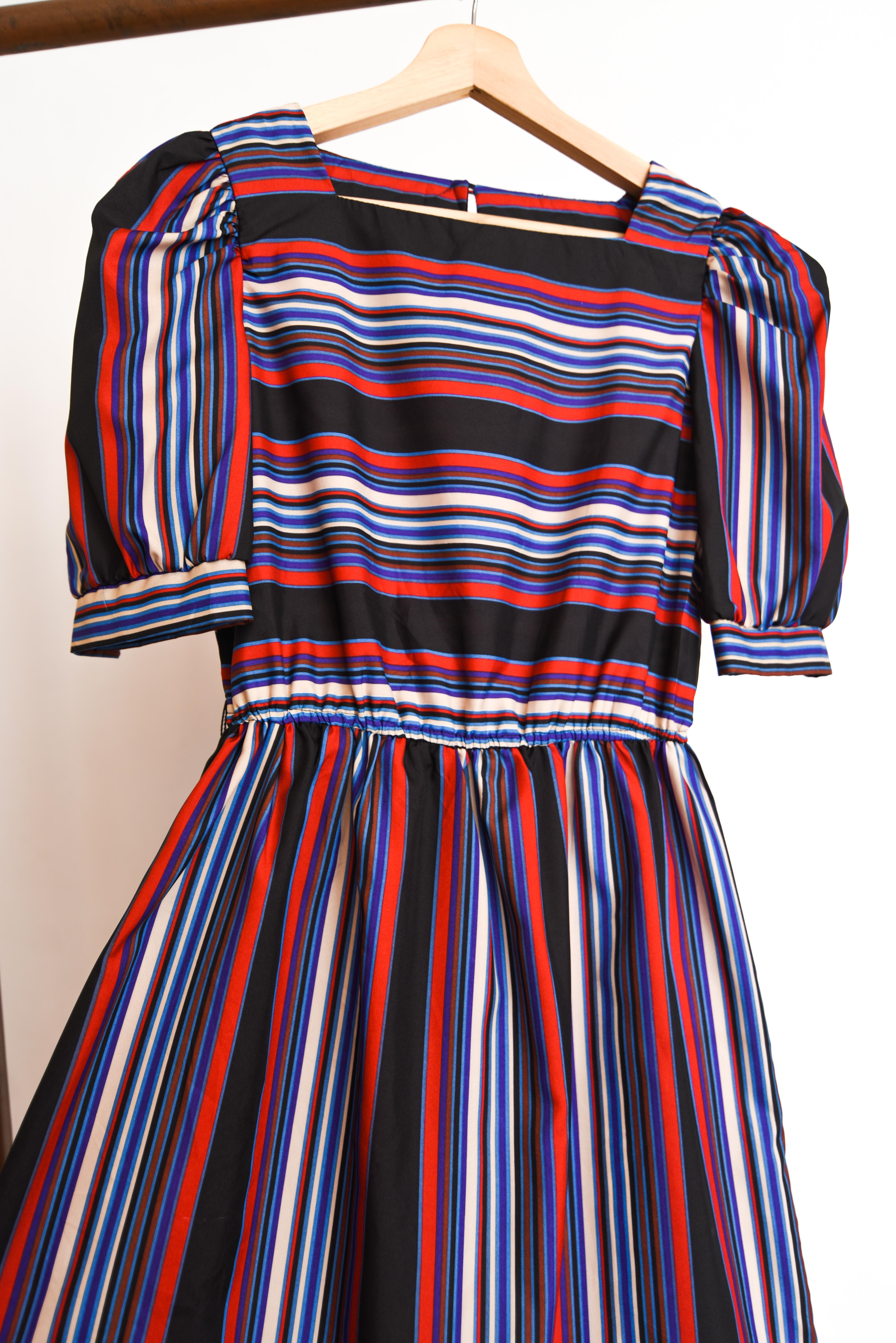 Vestido rayado 80s multicolor