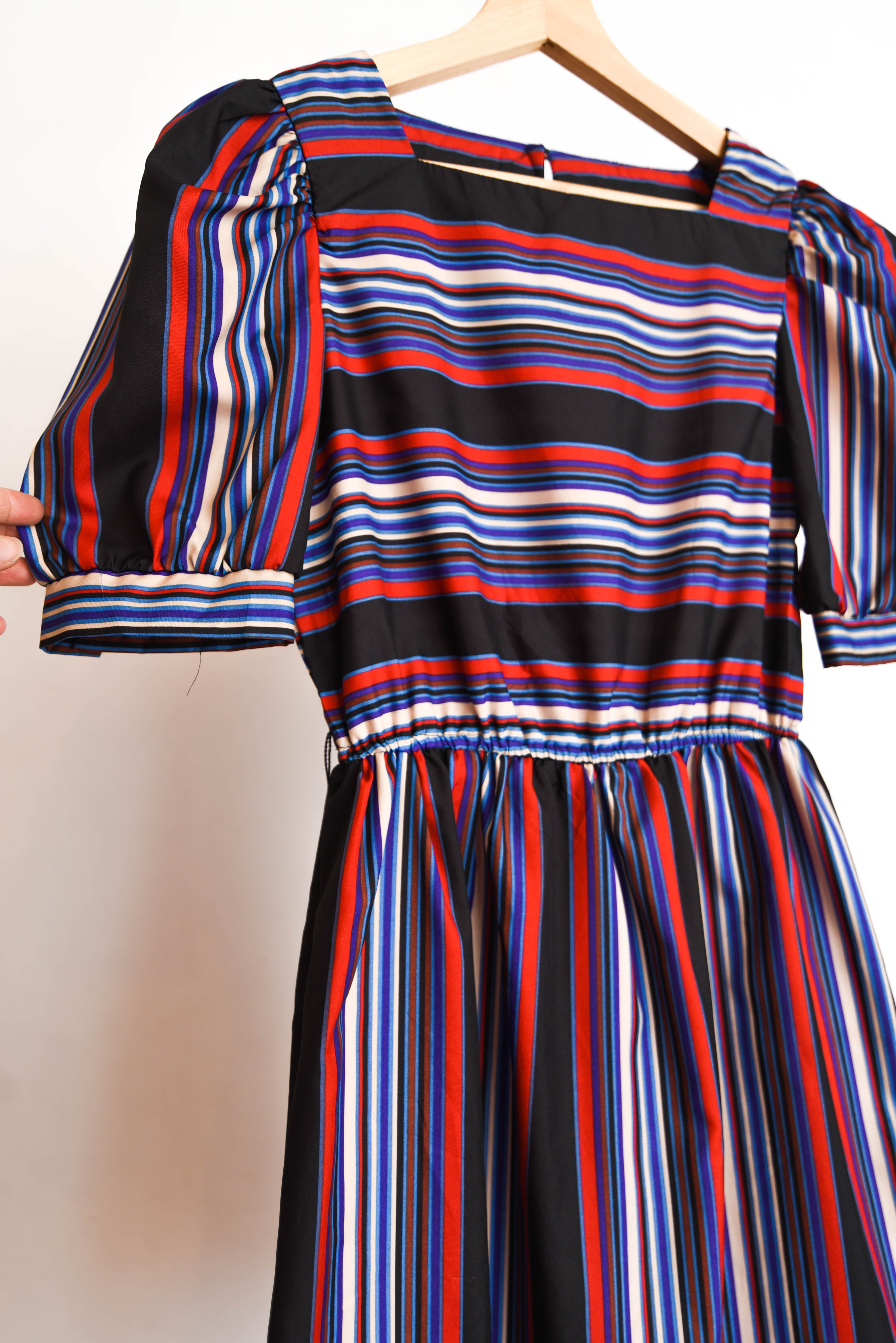 Vestido rayado 80s multicolor