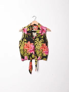 Blusa crop tropical nudo