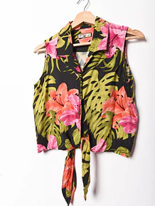 Blusa crop tropical nudo