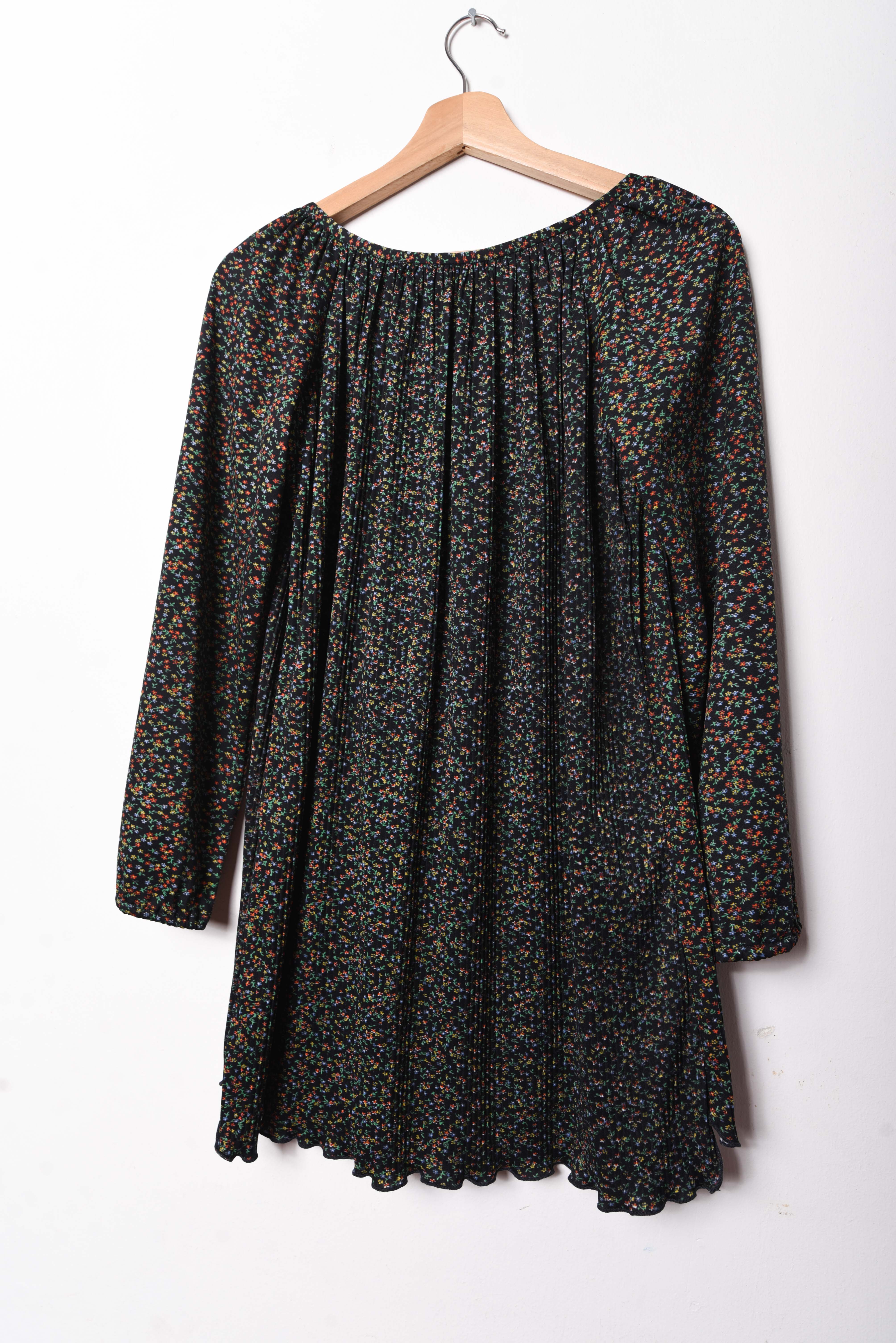 Blusa floral plisada 70s