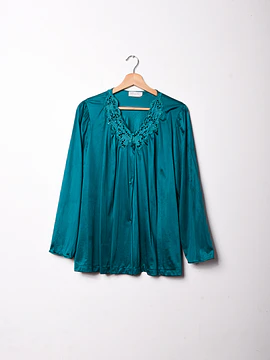 Blusa lencera azul turquesa Vanity Fair vntg