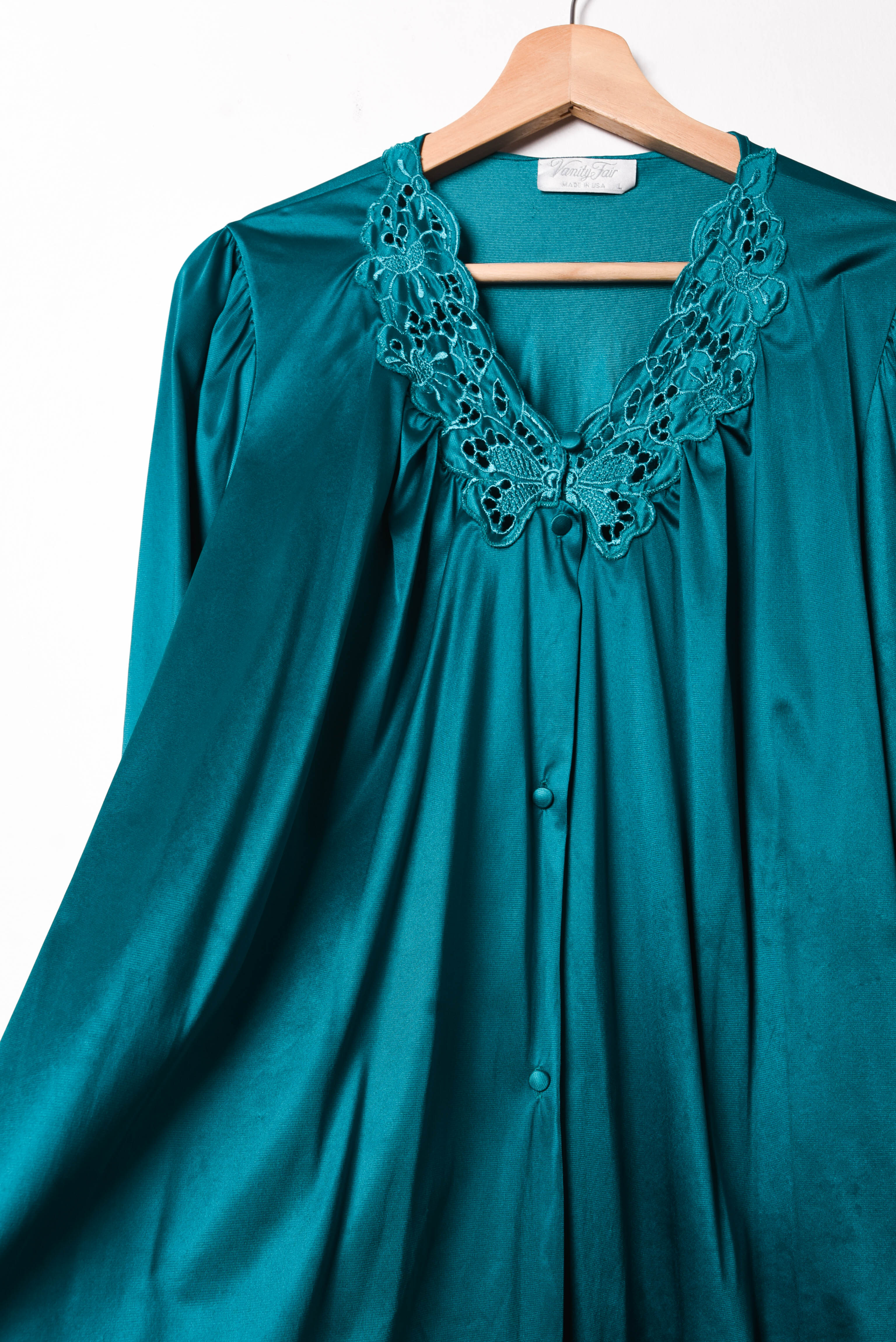 Blusa lencera azul turquesa Vanity Fair vntg