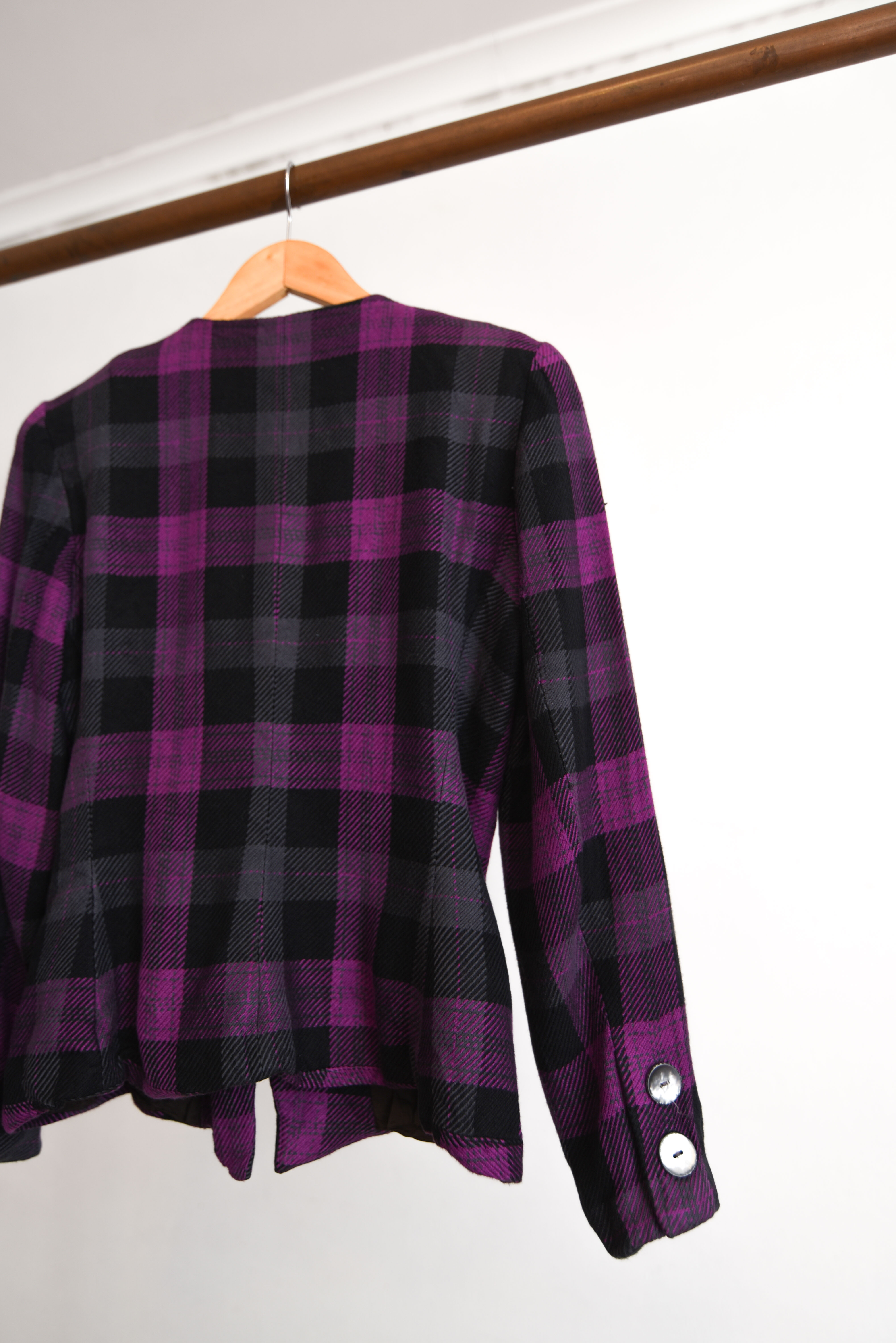 Chaqueta morada cuadros vntg