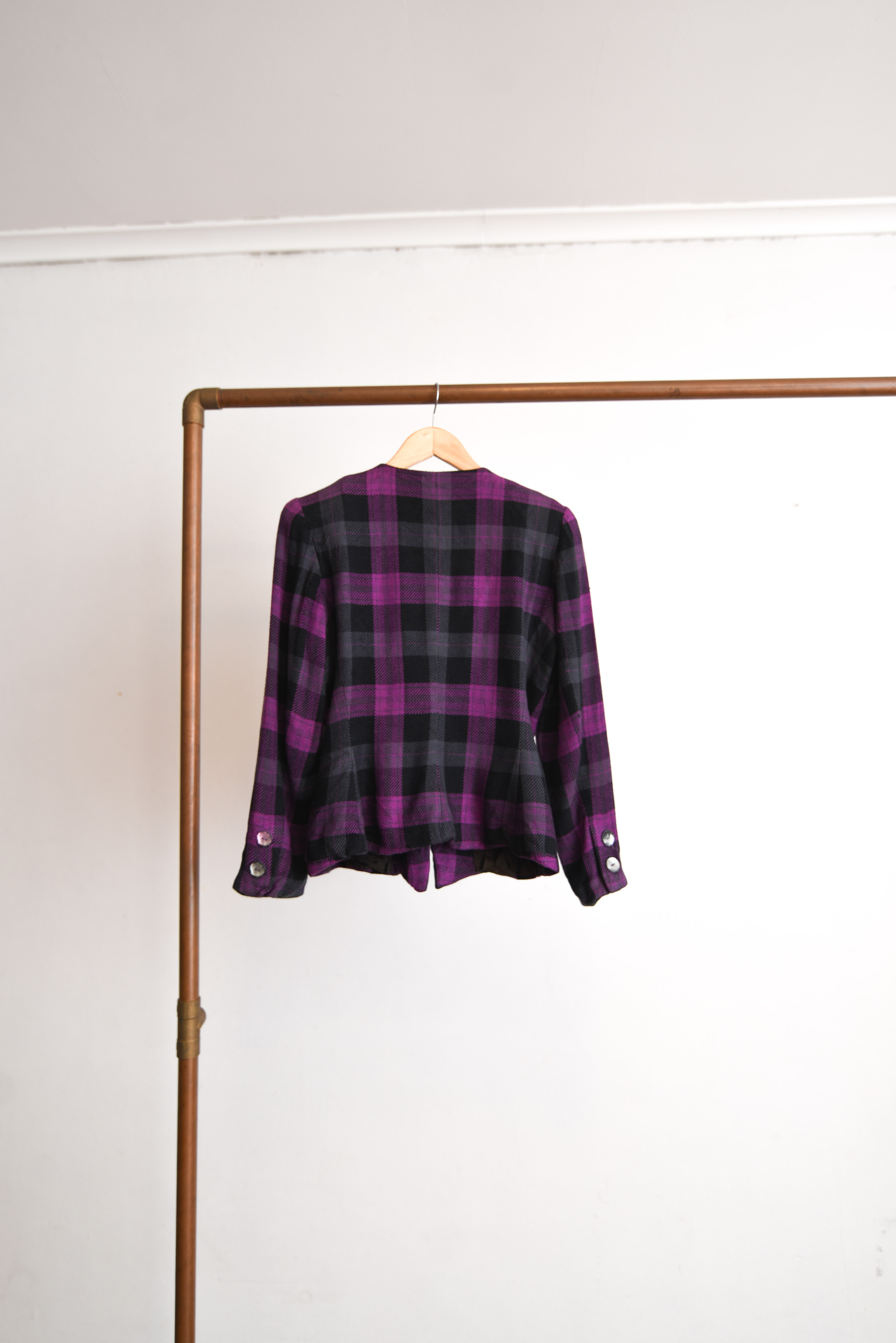 Chaqueta morada cuadros vntg