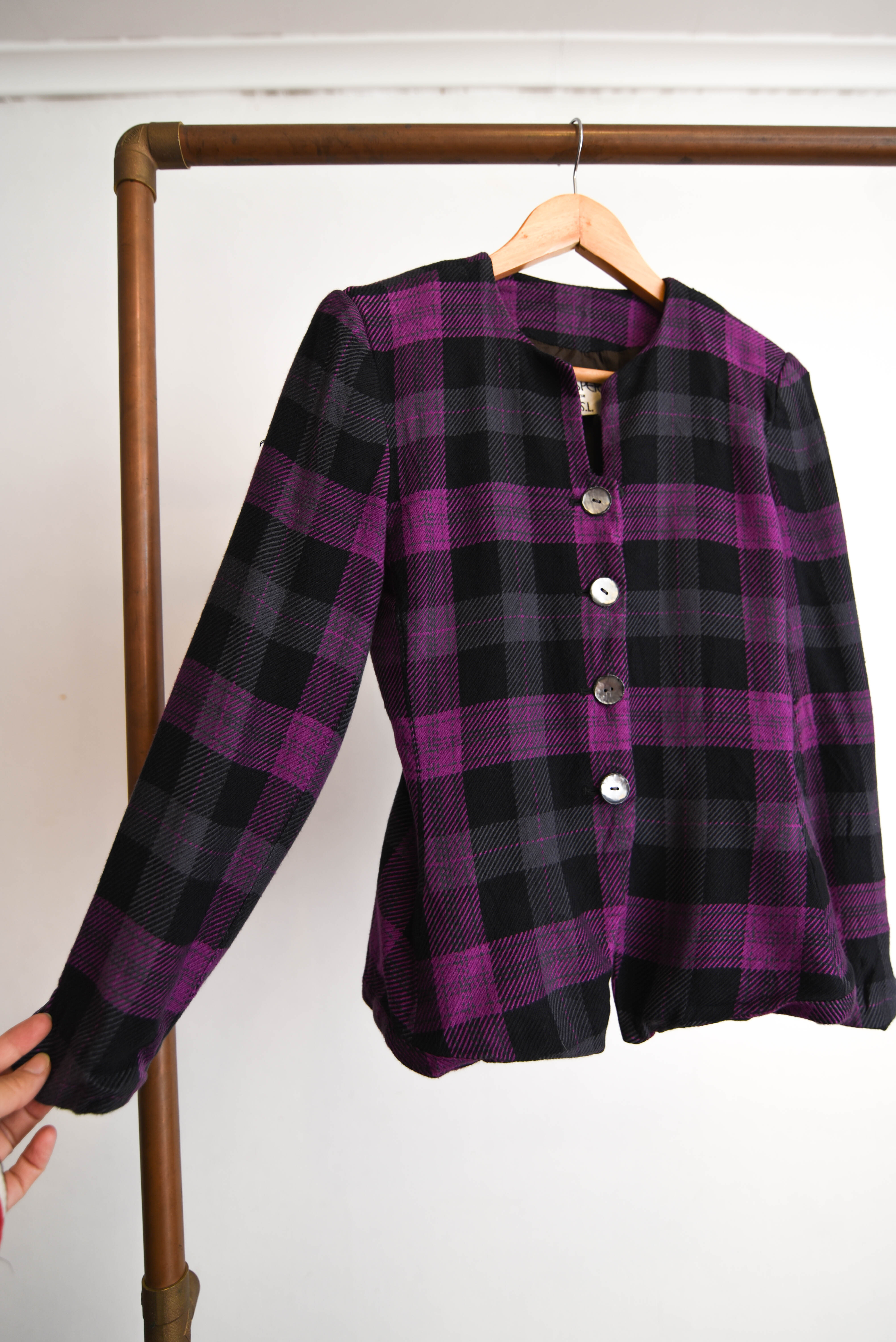 Chaqueta morada cuadros vntg