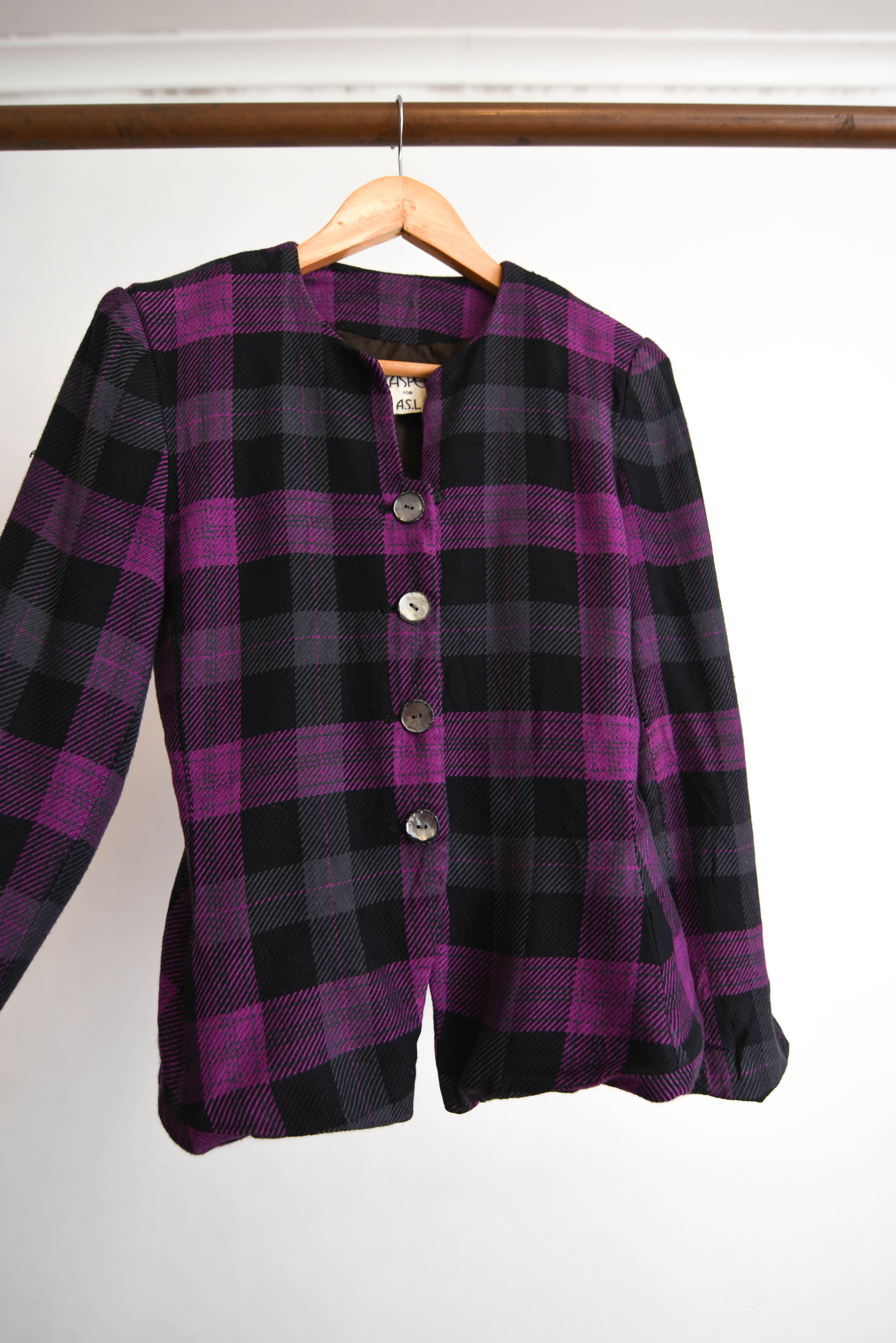 Chaqueta morada cuadros vntg
