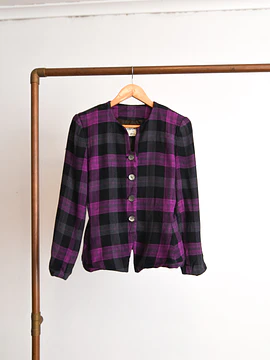 Chaqueta morada cuadros vntg