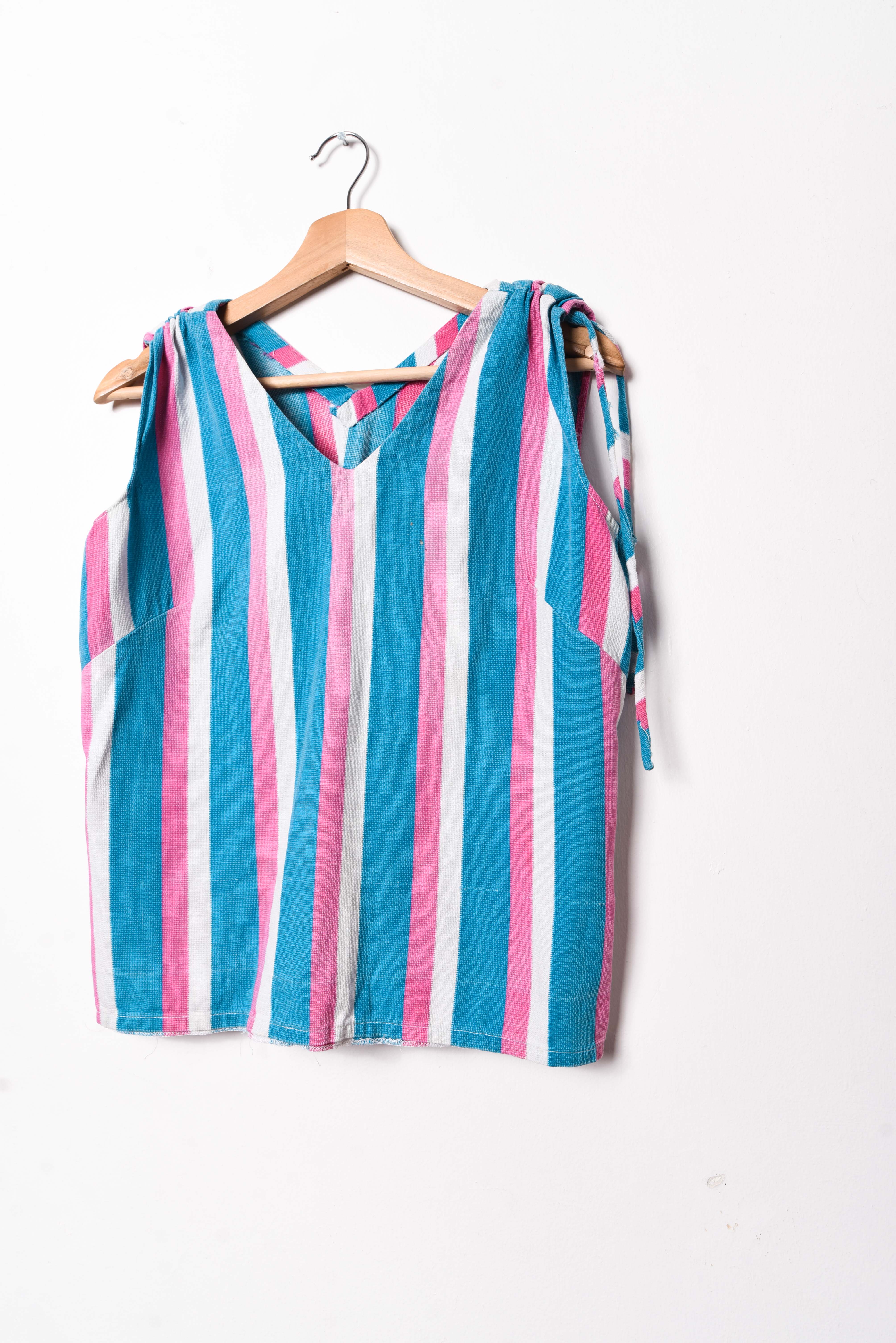 Top turquesa rayado 80s