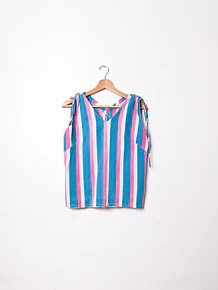Top turquesa rayado 80s