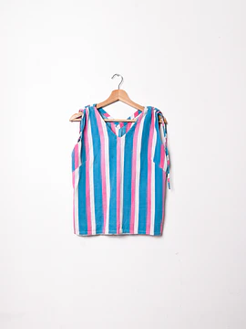 Top turquesa rayado 80s