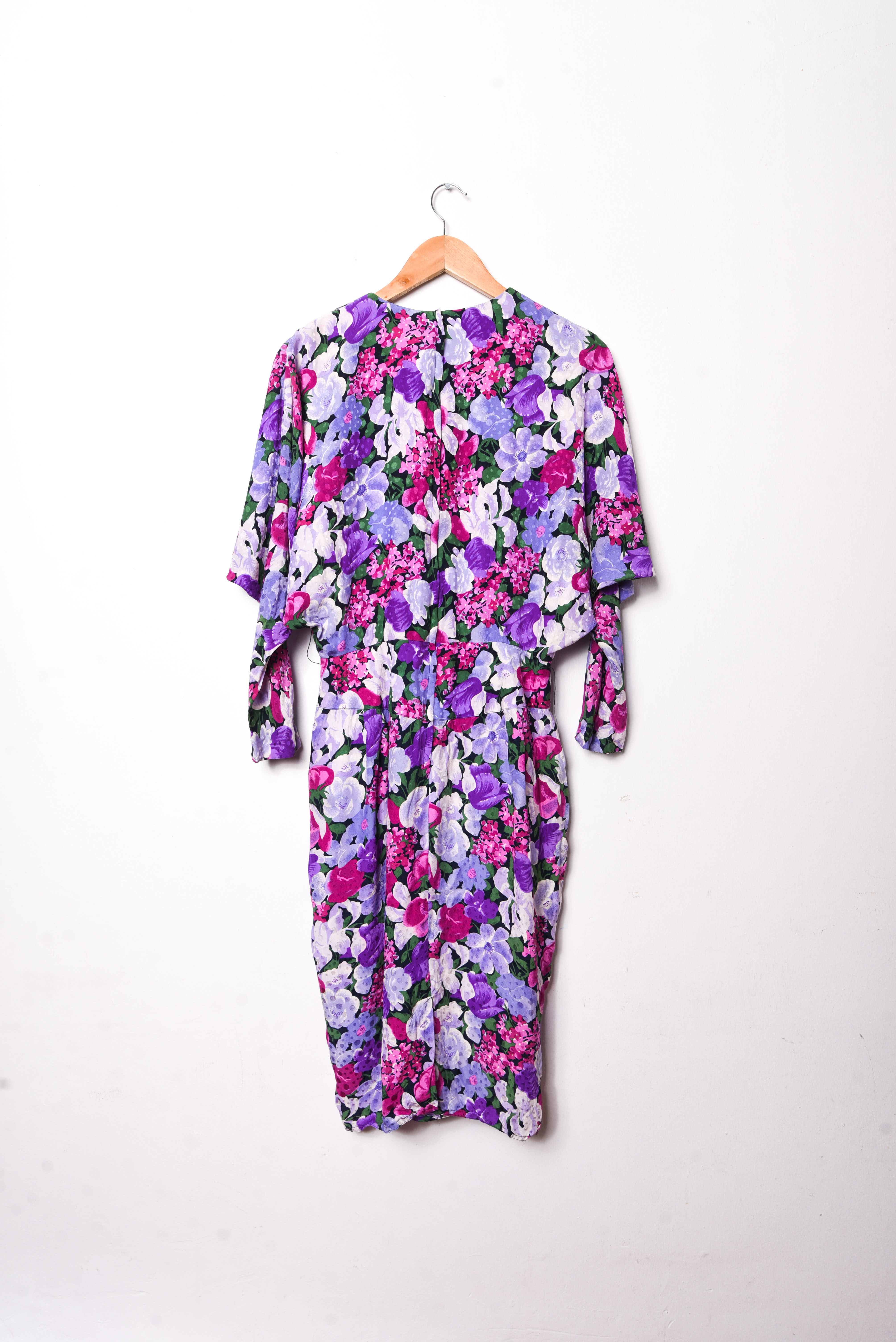 Vestido seda purple floral
