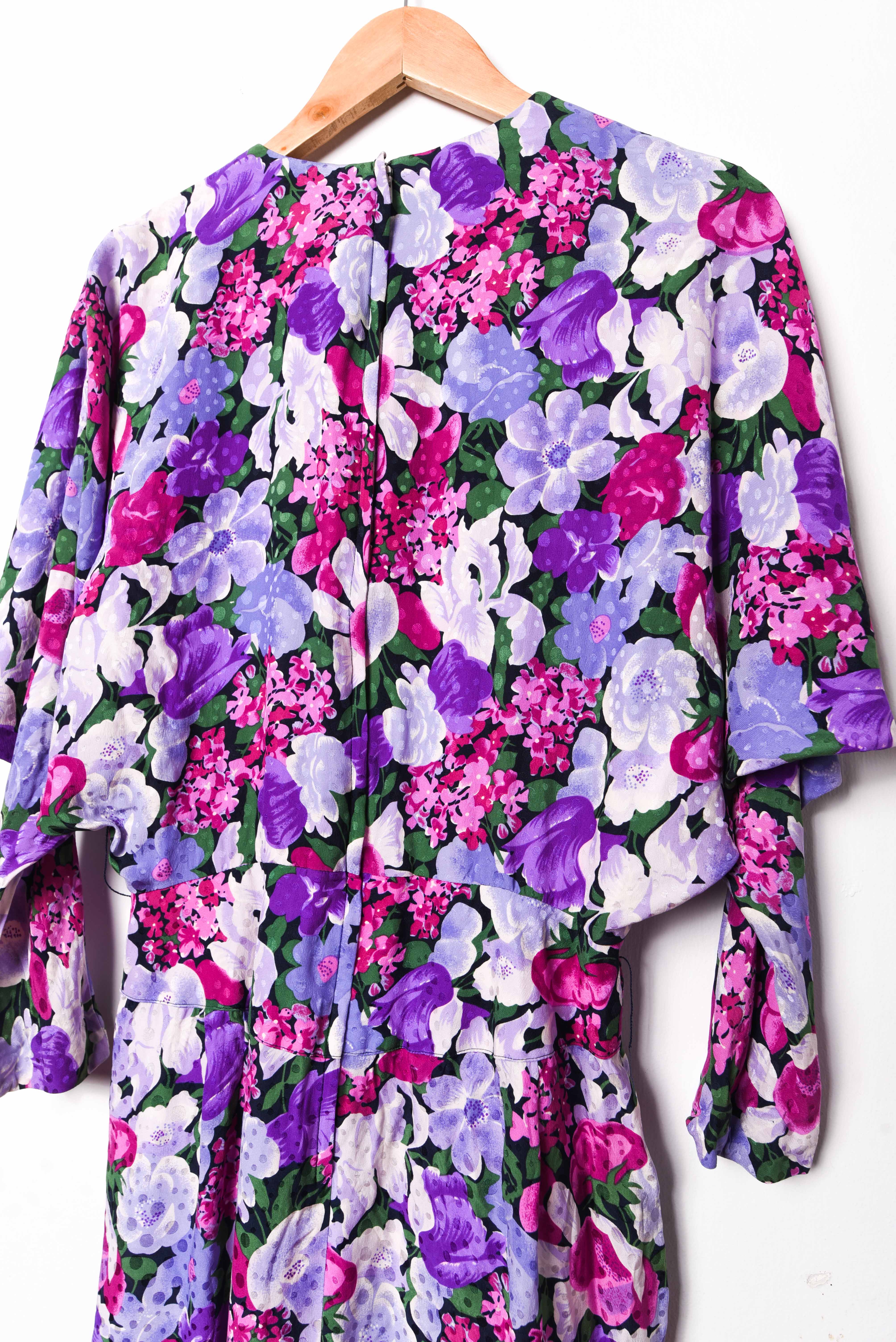 Vestido seda purple floral