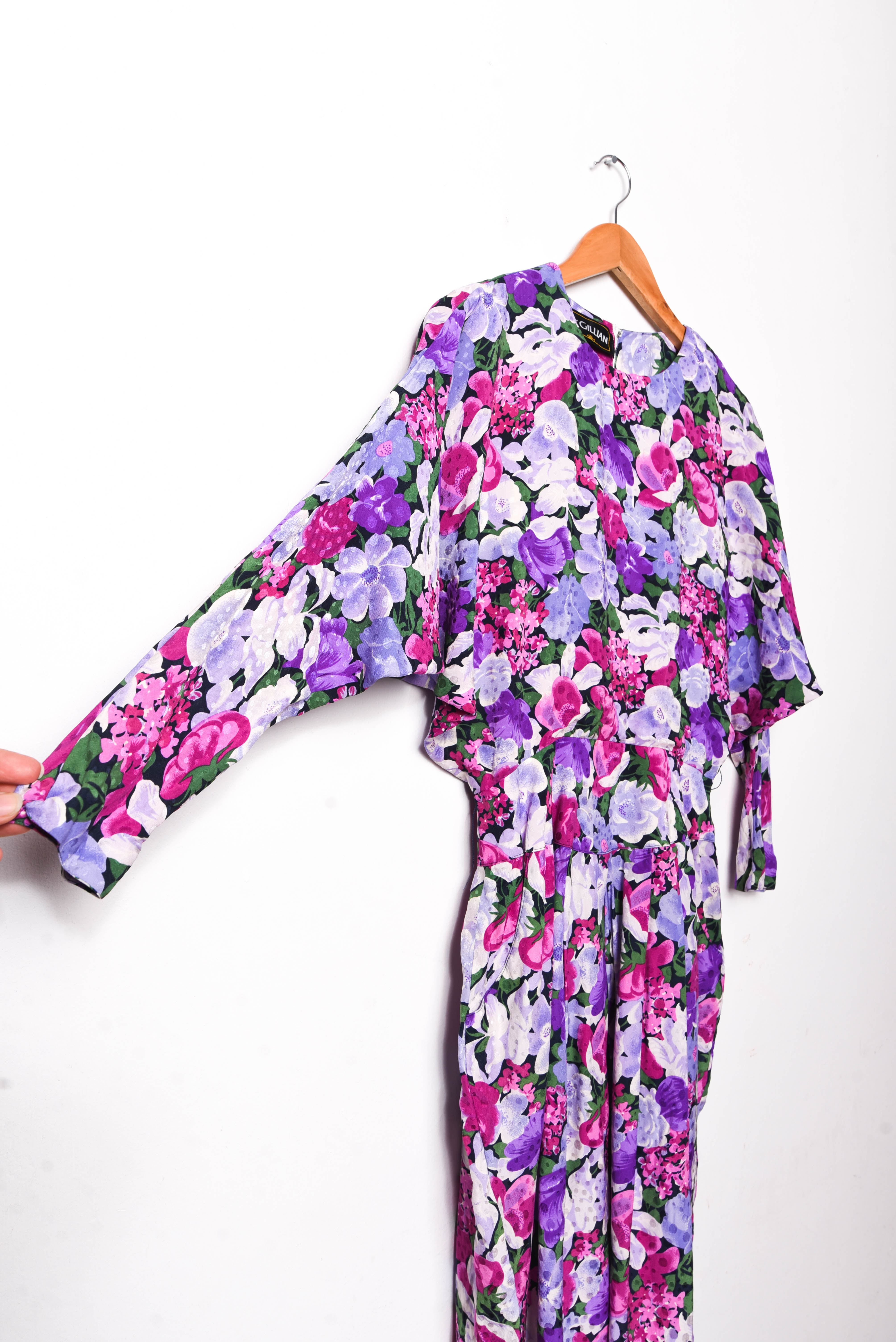 Vestido seda purple floral