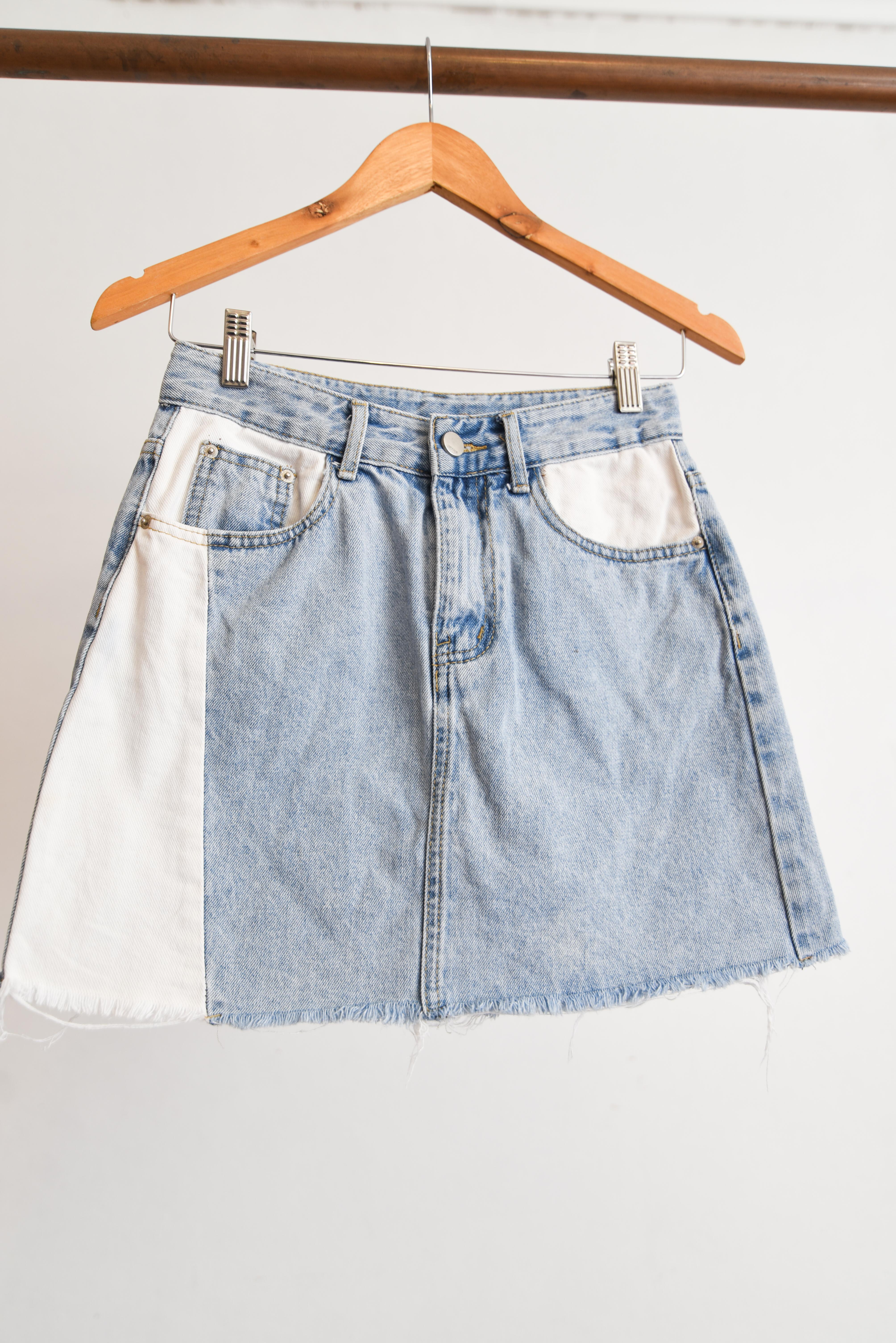 Falda bicolor denim