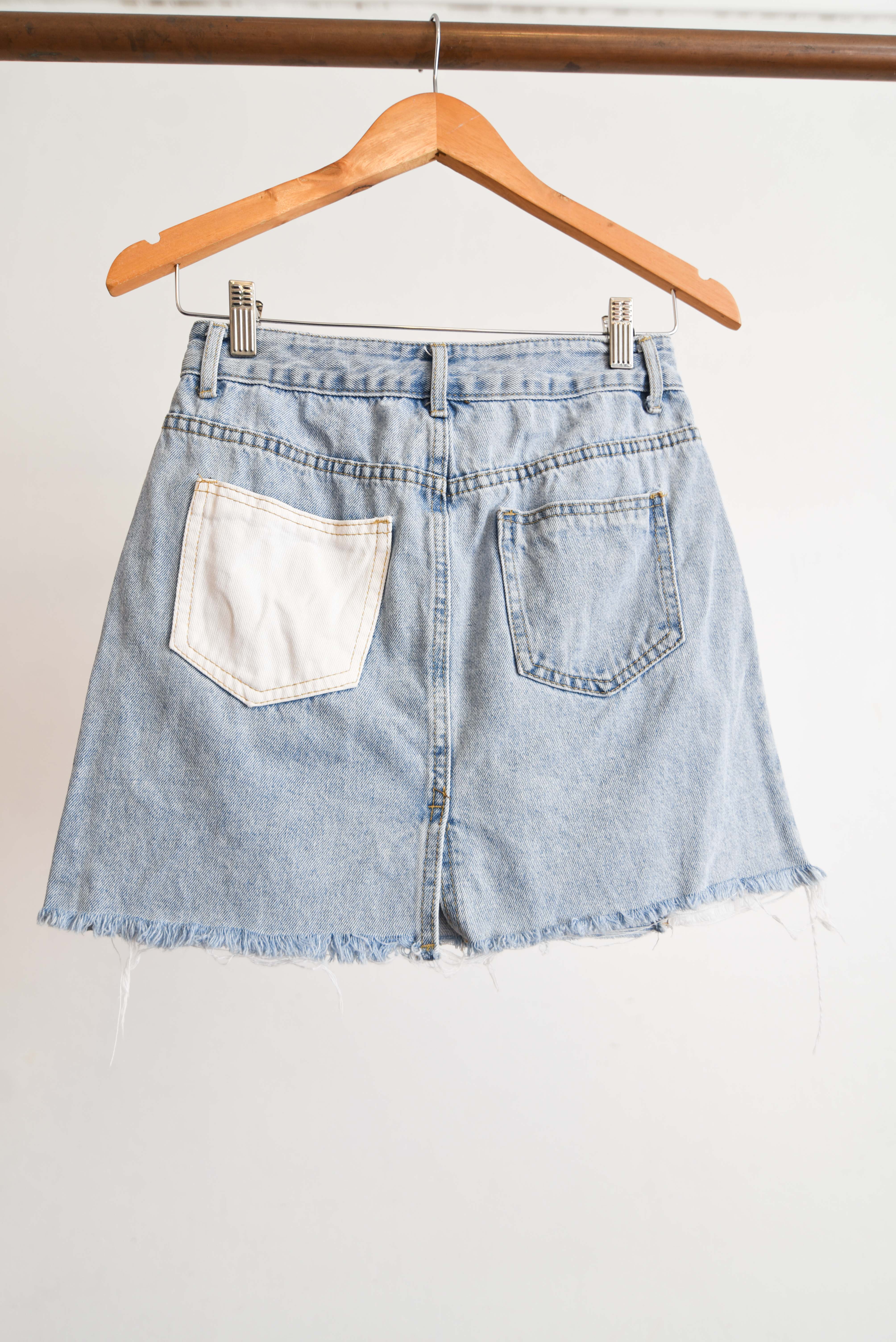 Falda bicolor denim