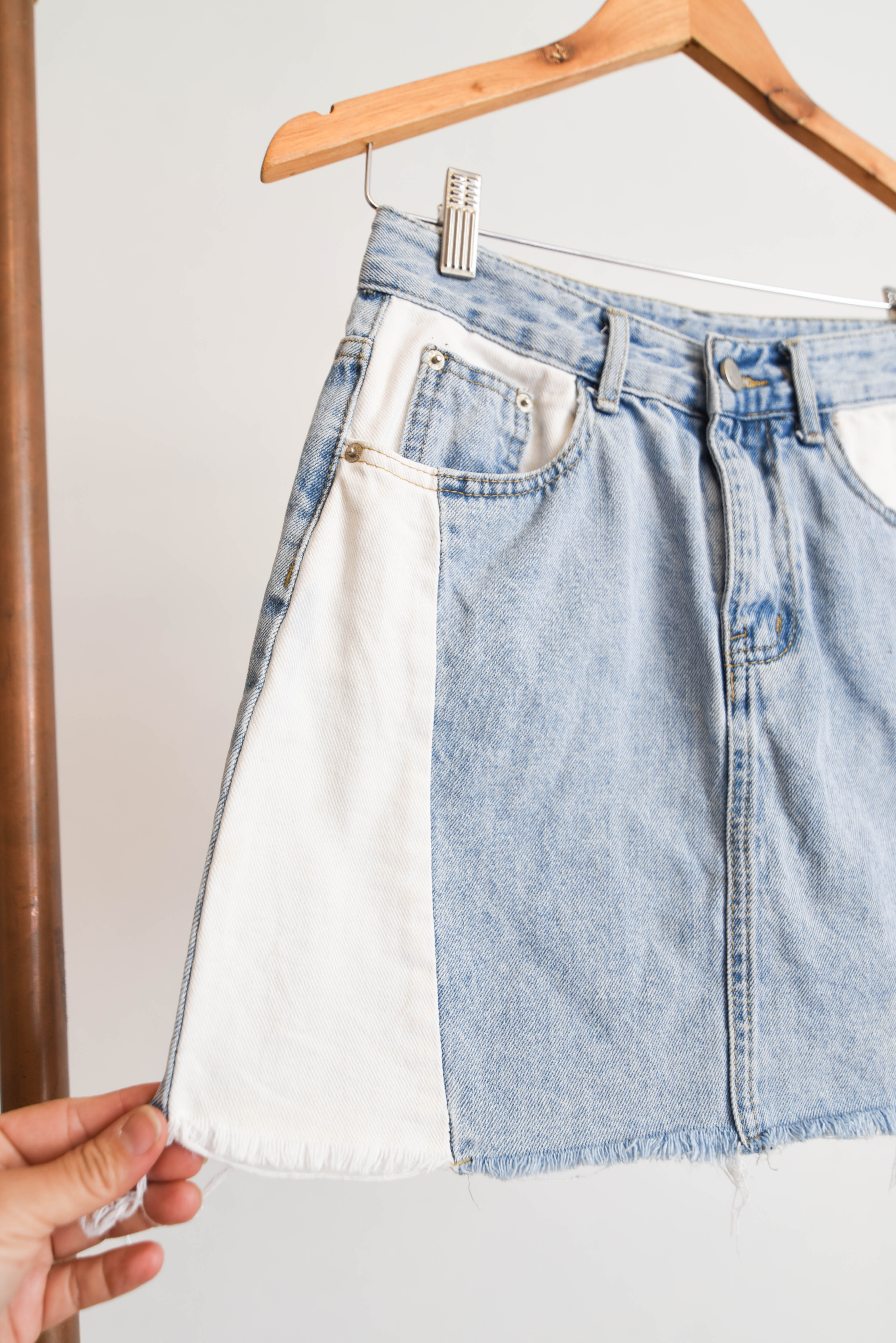 Falda bicolor denim