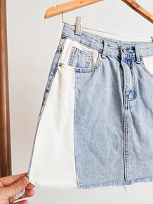 Falda bicolor denim
