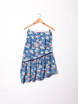 Falda denim floral asimétrica