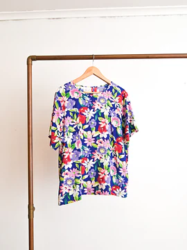 Blusa azulina floral vintage