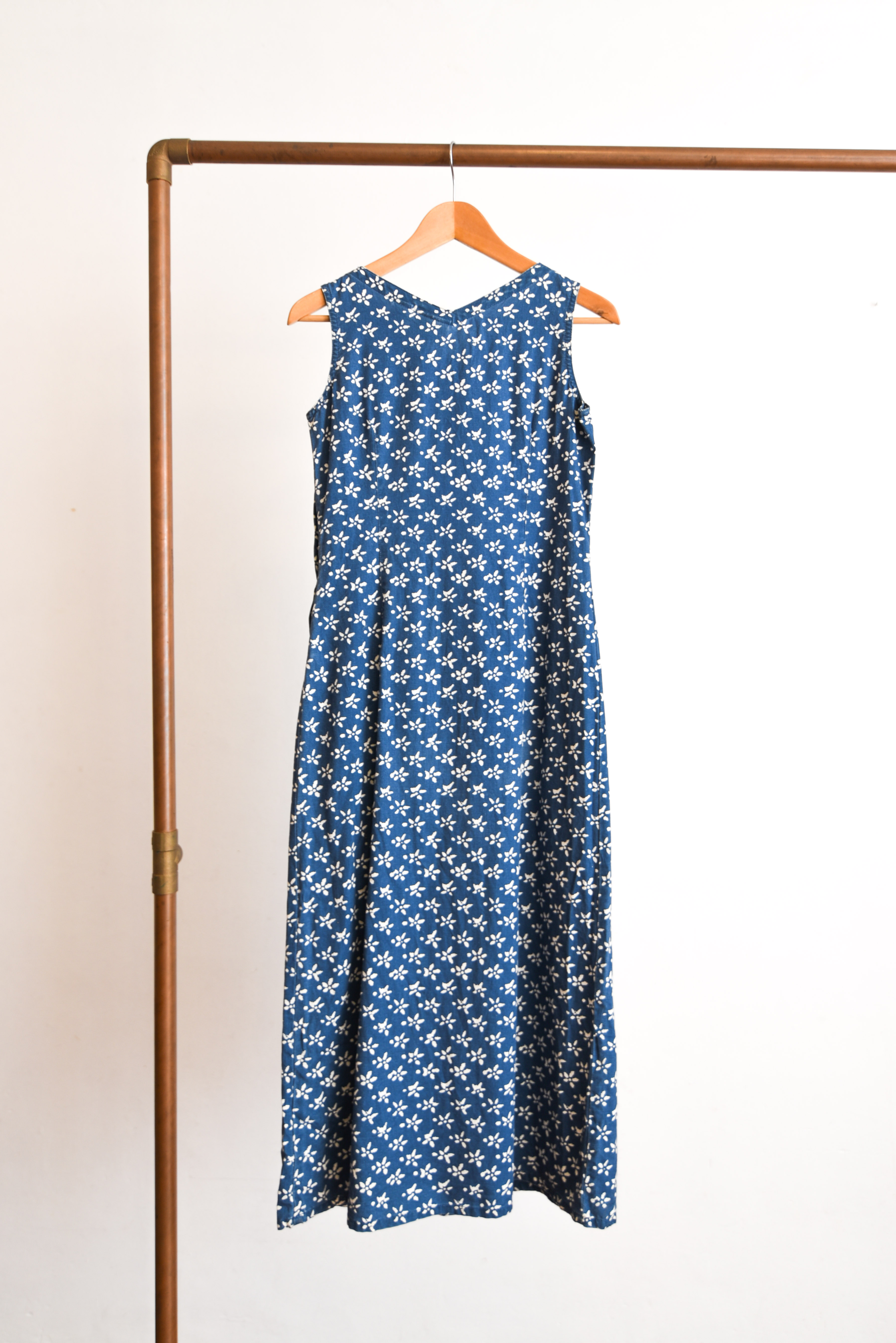 Maxi vestido denim floral 90s
