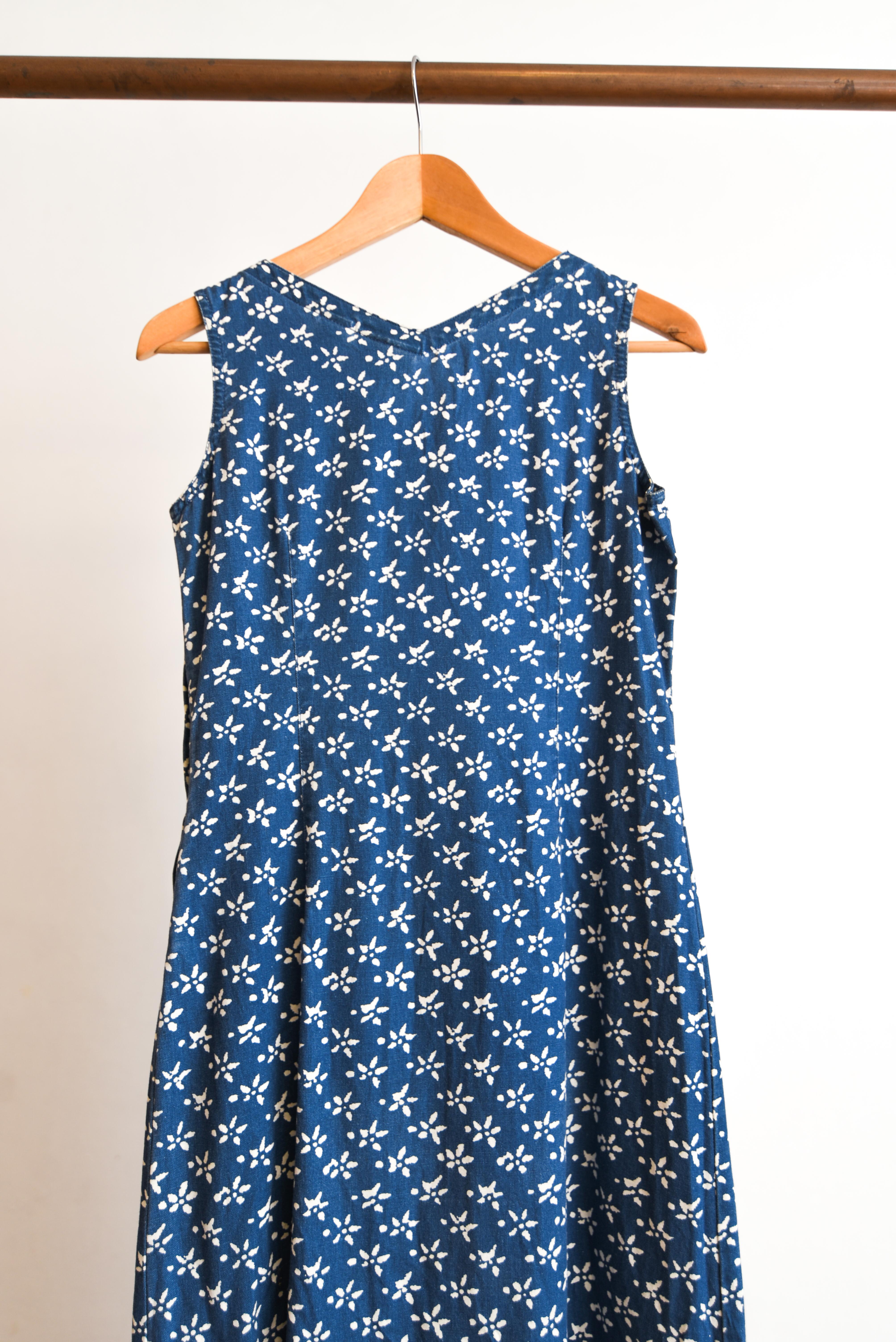 Maxi vestido denim floral 90s