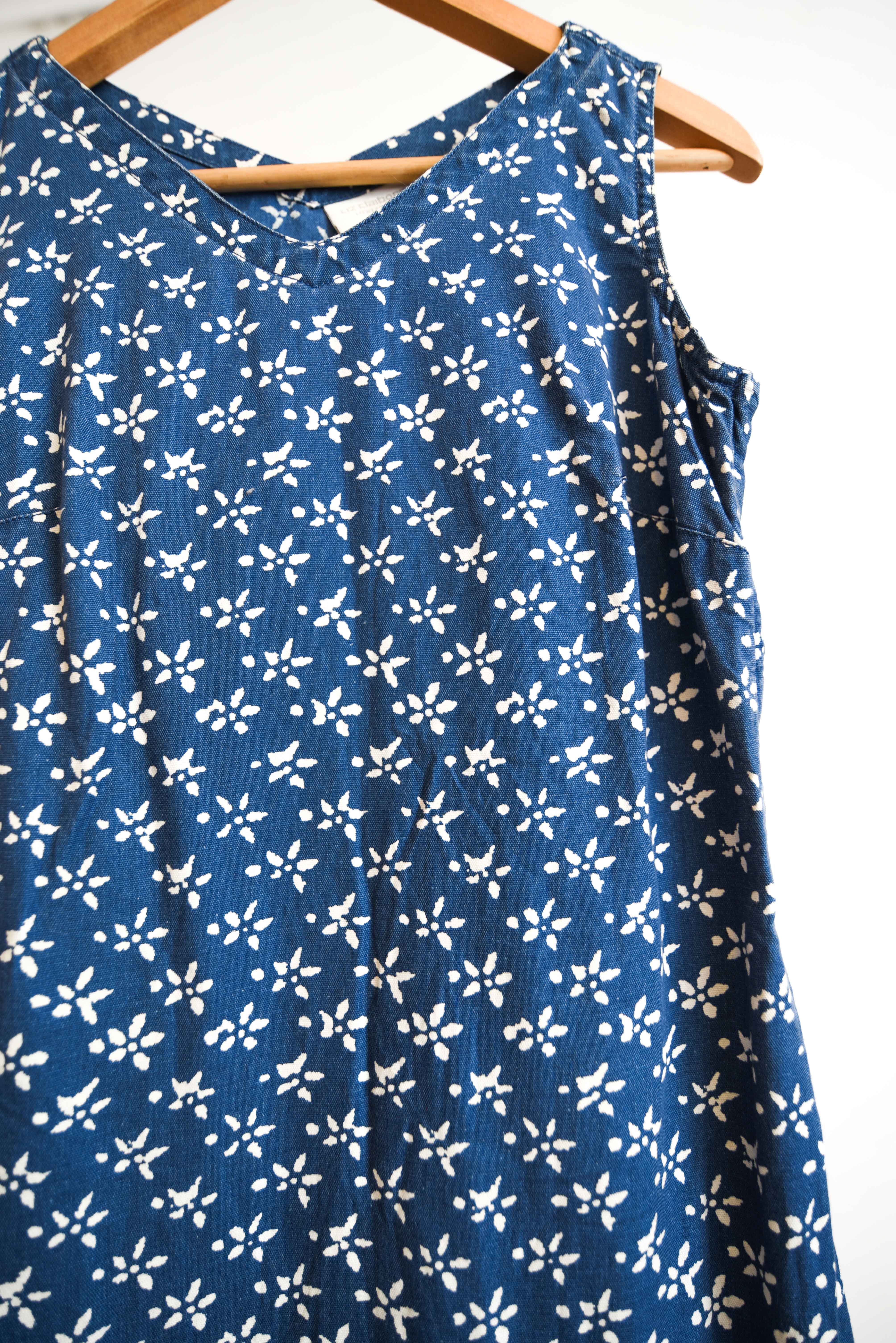 Maxi vestido denim floral 90s