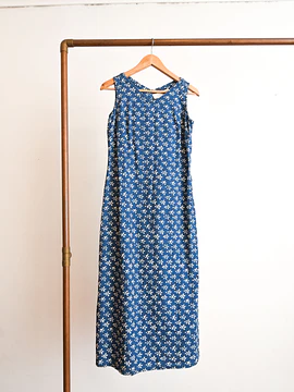 Maxi vestido denim floral 90s