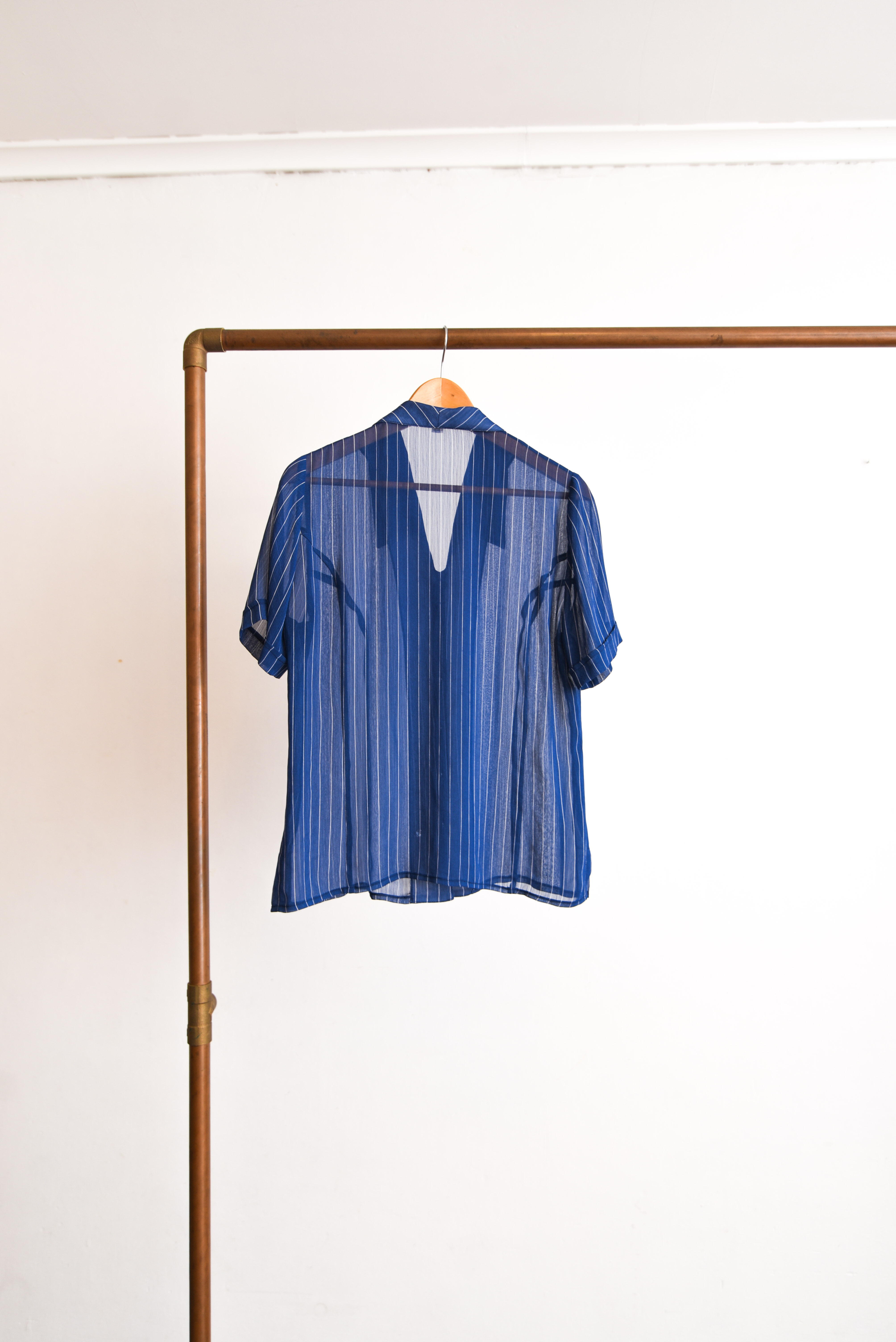 Blusa azul rayada transparencia