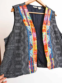 Vest denim folk vntg