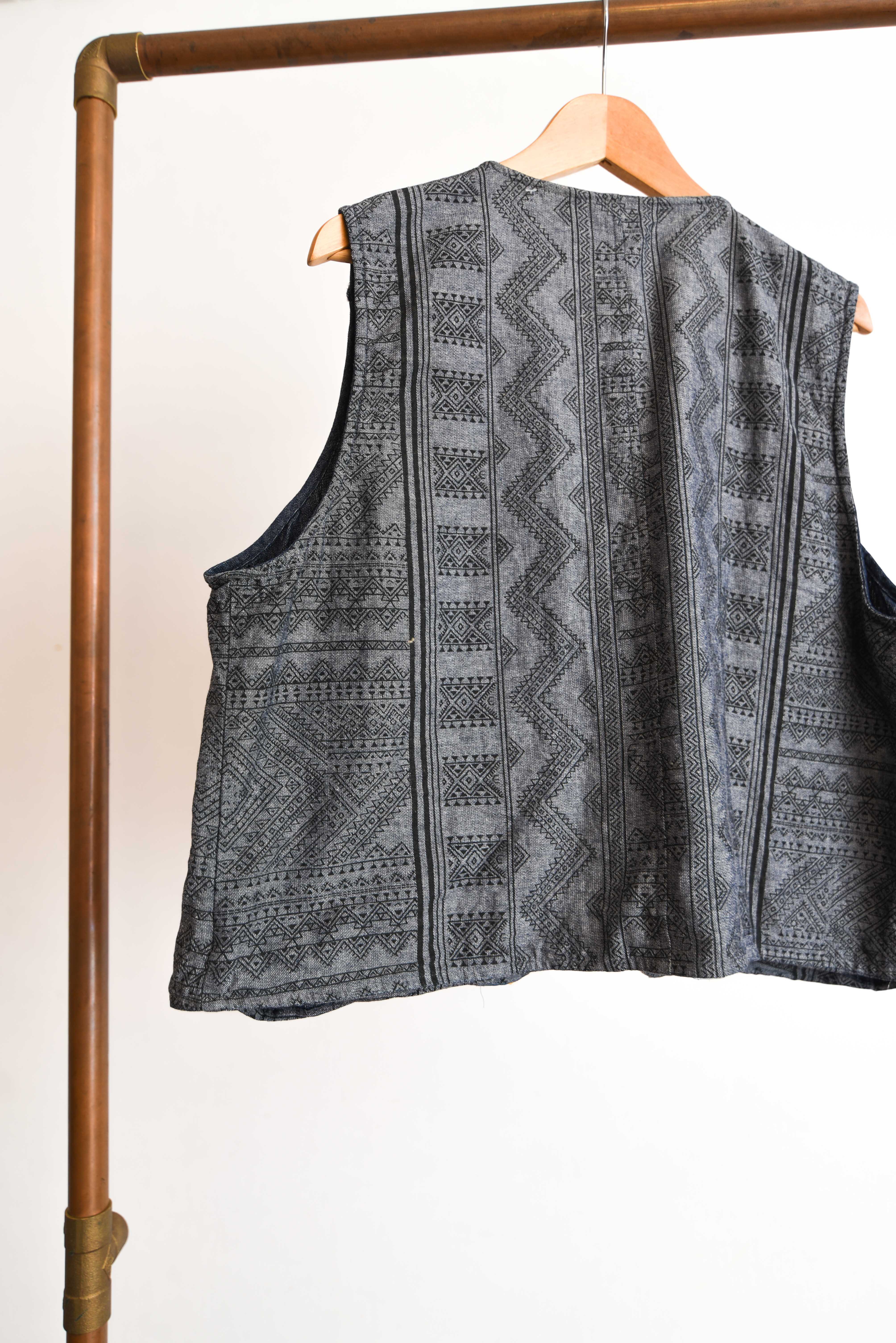 Vest denim folk vntg