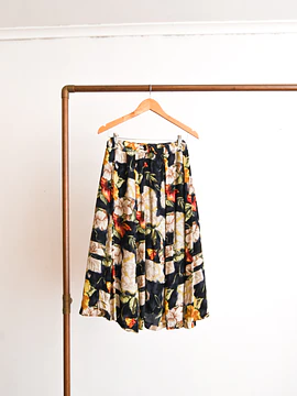 Falda midi floral navy