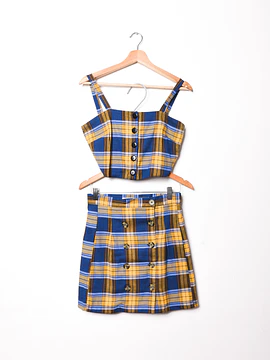 Conjunto mostaza tartán