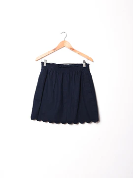 Falda azul marino lino ondas