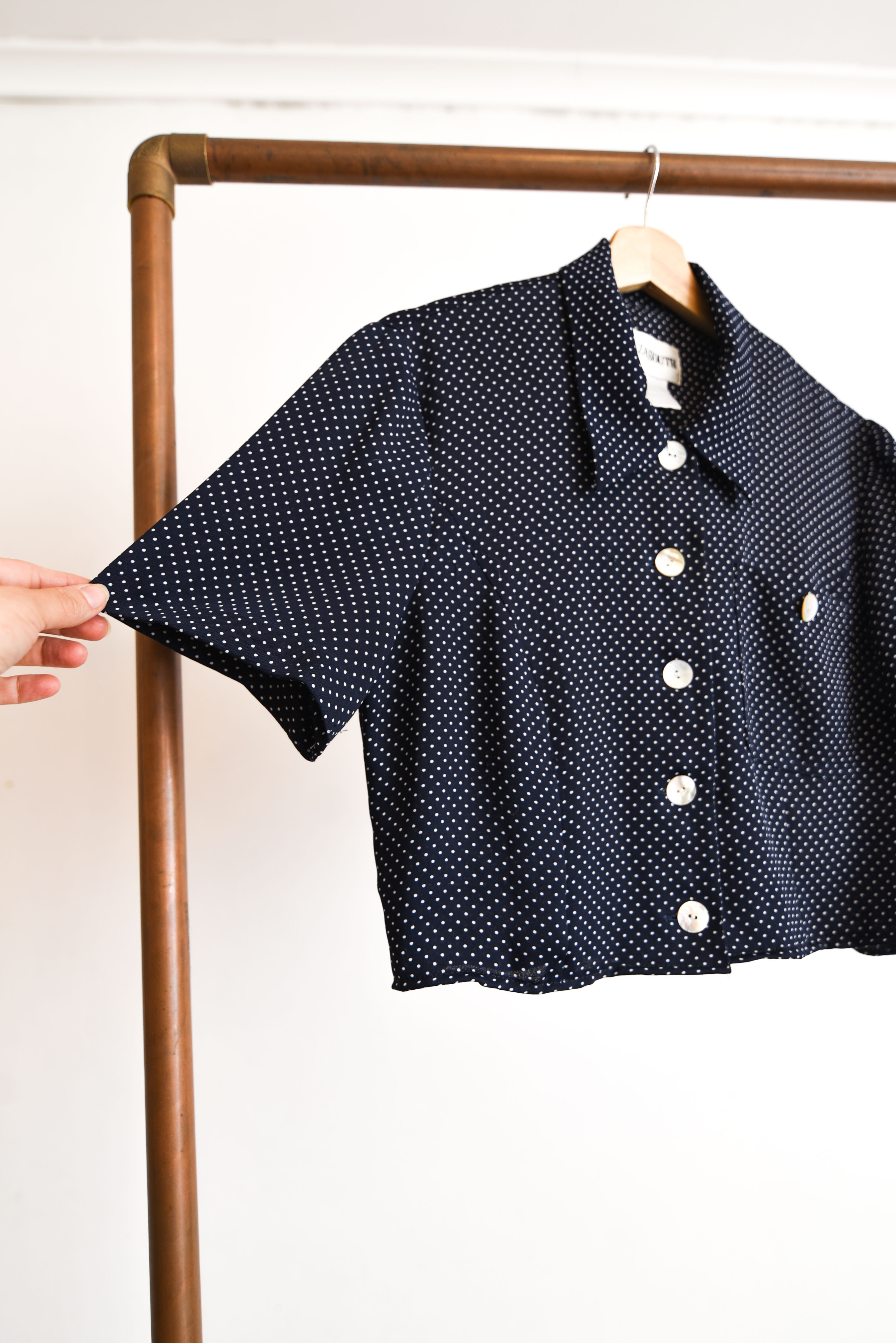 Blusa azul navy dots vntg