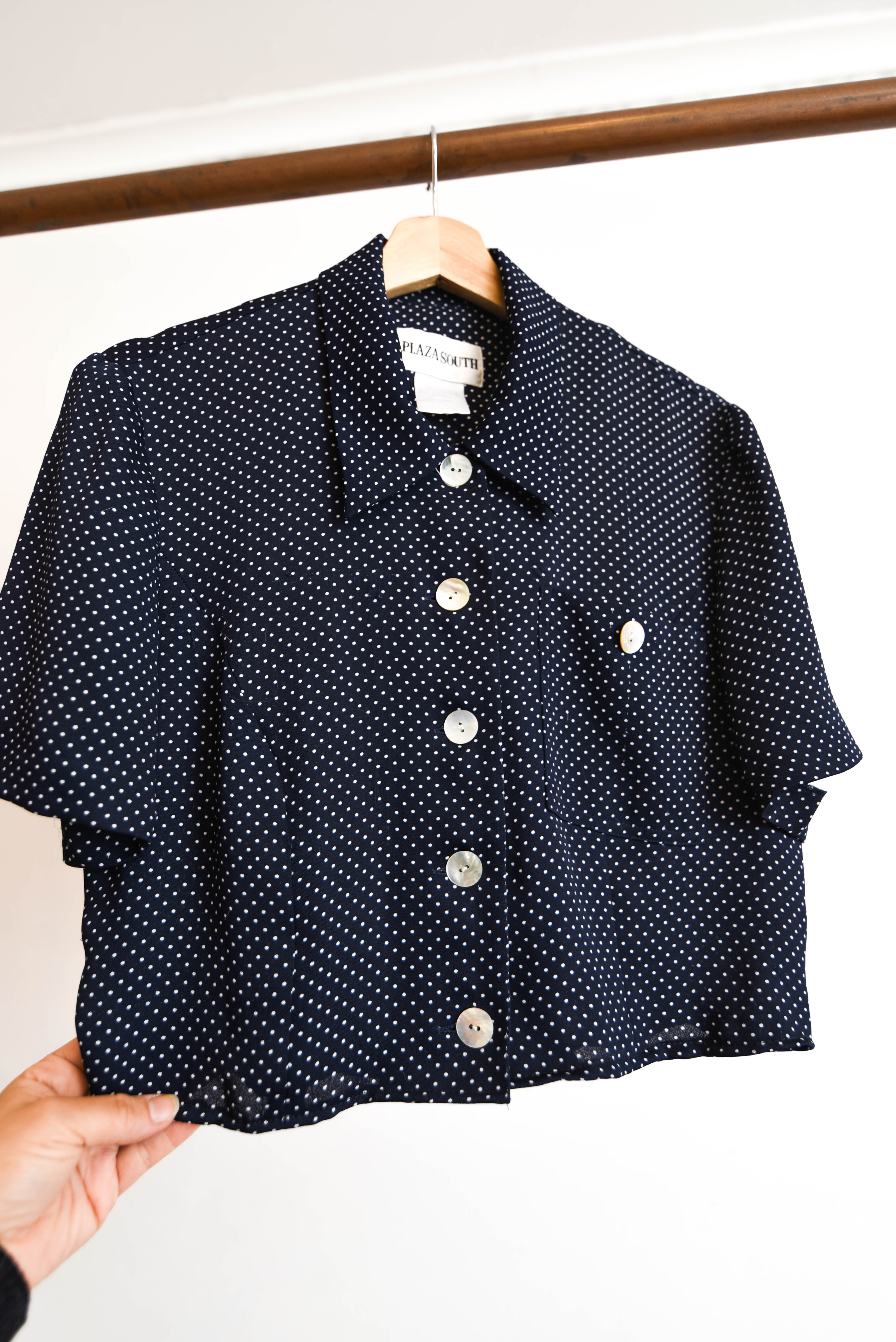 Blusa azul navy dots vntg