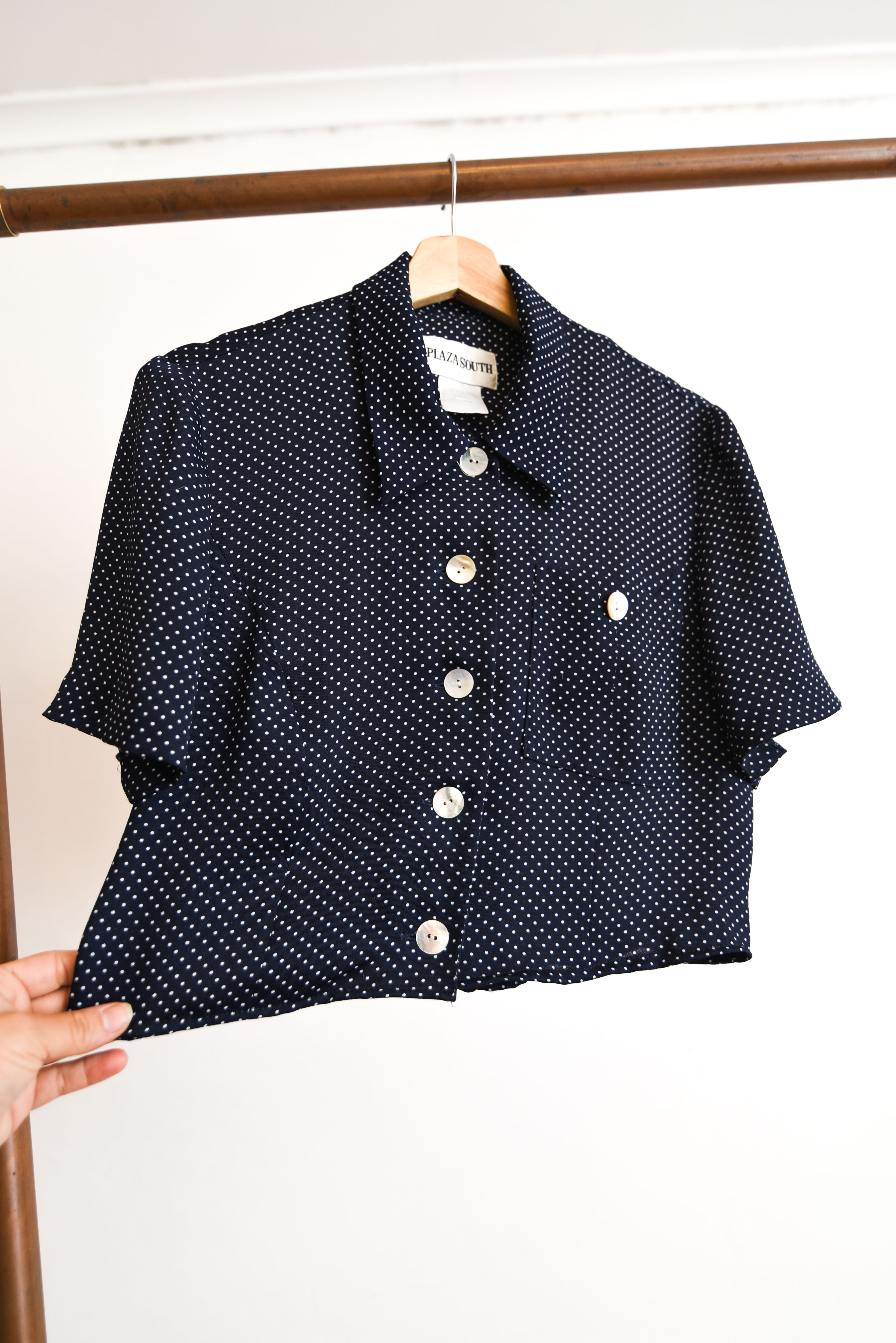 Blusa azul navy dots vntg