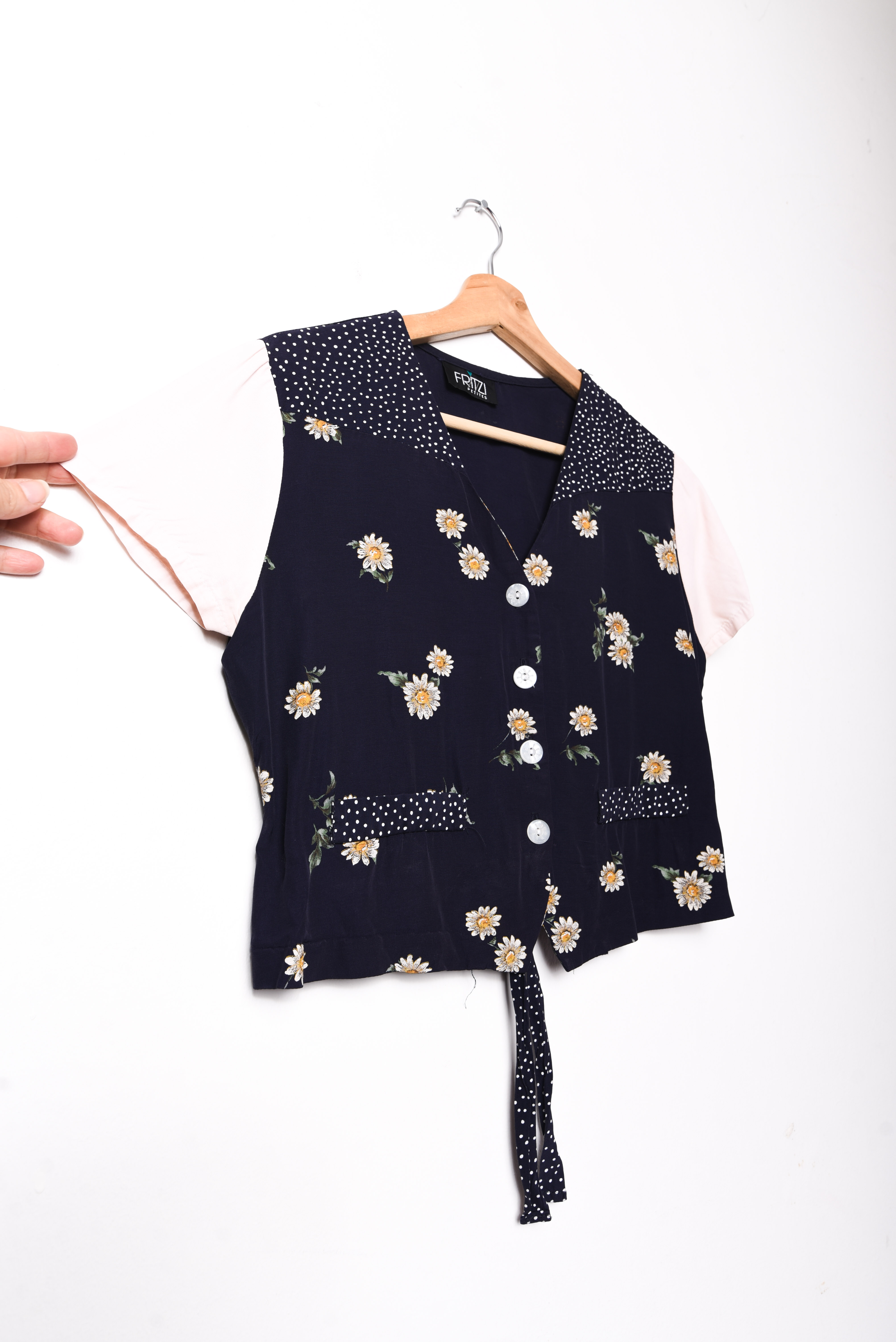 Blusa 90s floral azul marino