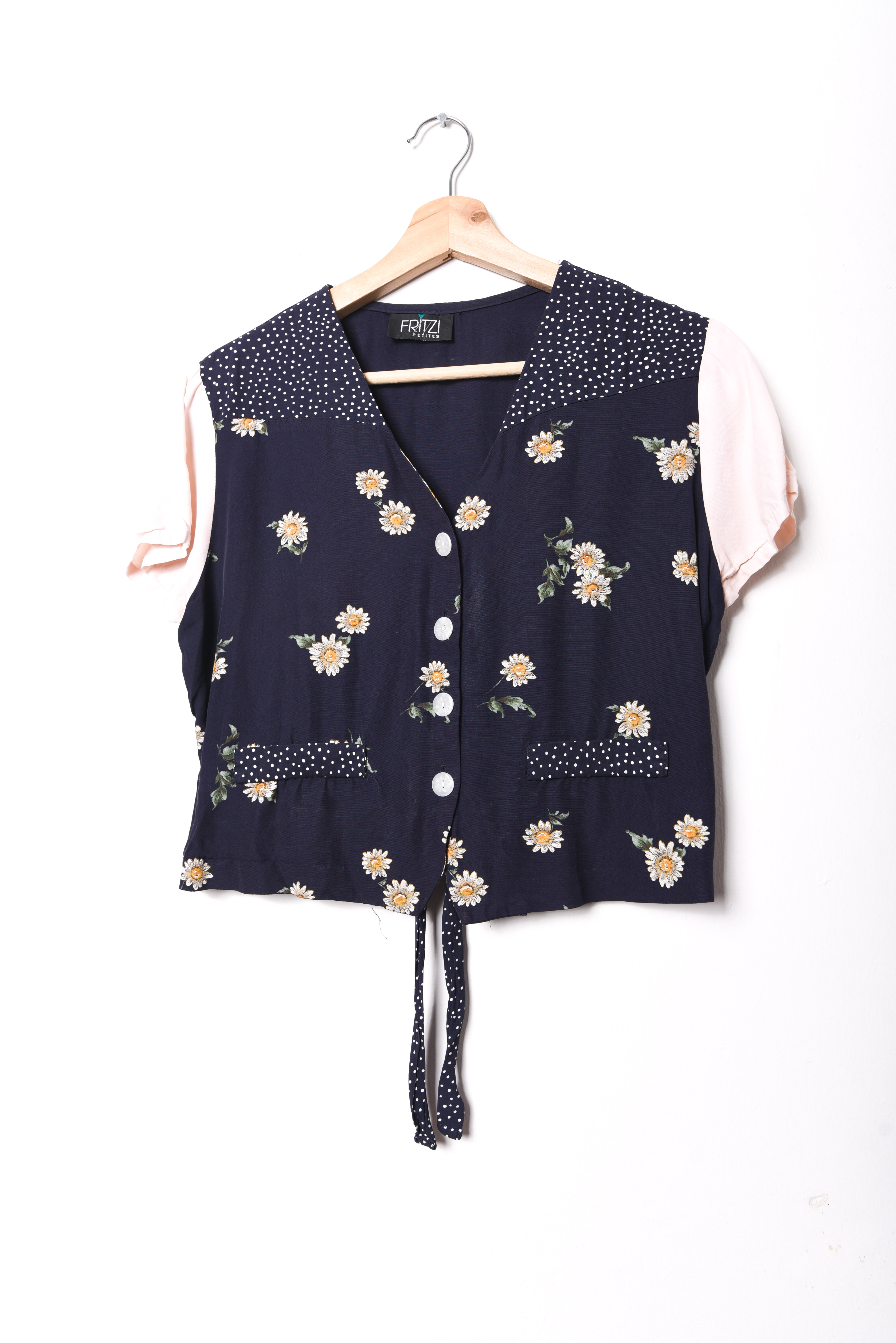 Blusa 90s floral azul marino