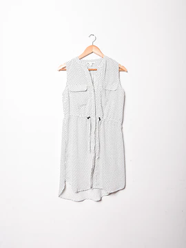 Vestido camisero blanco dots