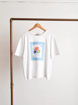 Polera blanca vintage gingham floral
