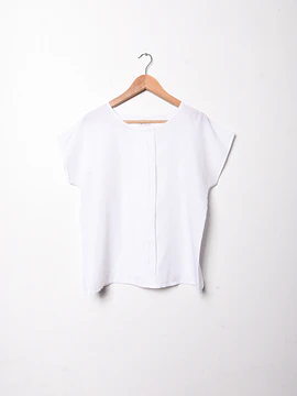 Blusa blanca 80s plisada