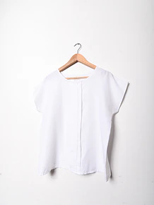 Blusa blanca 80s plisada